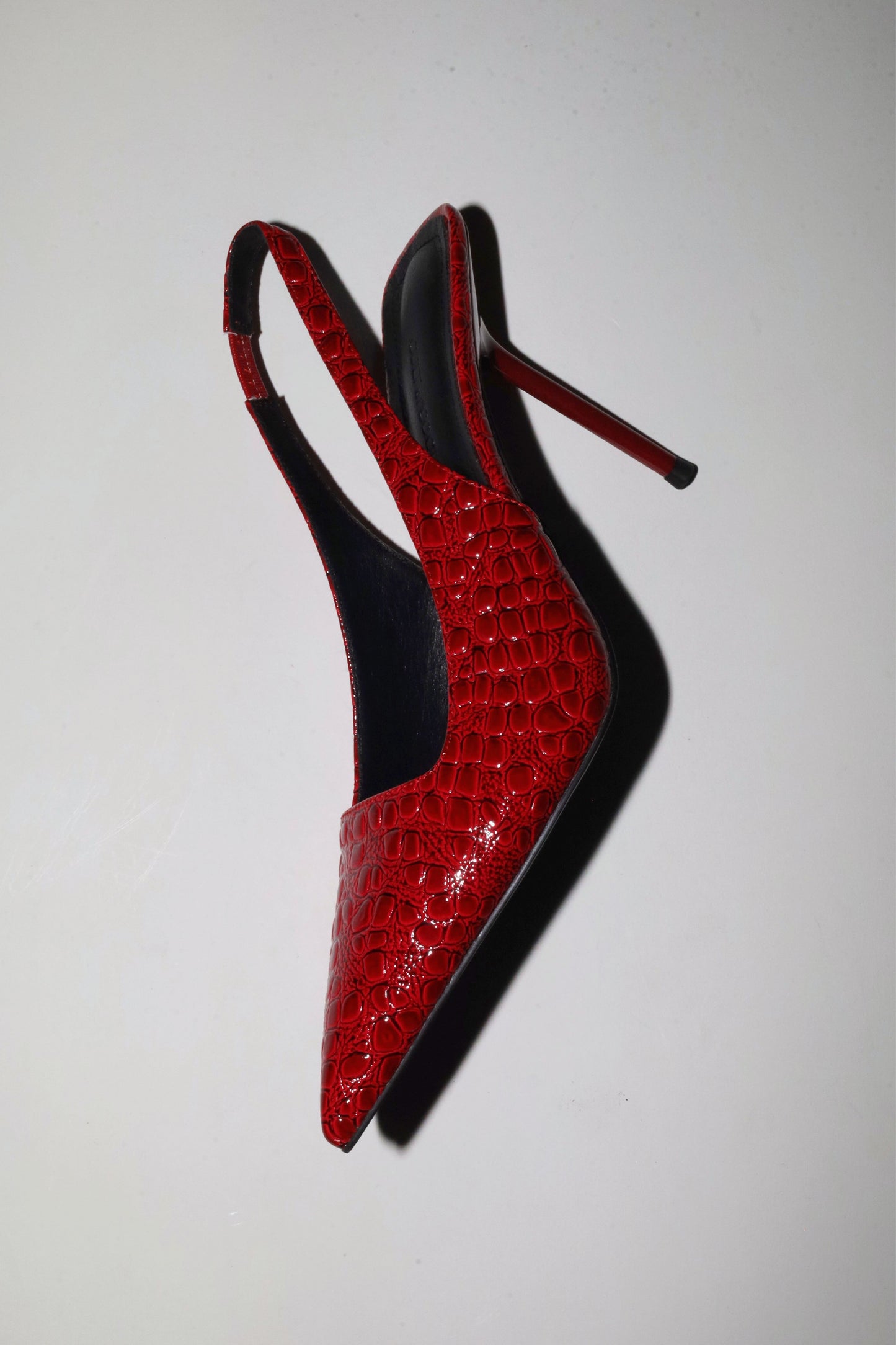 Elsa Slingback Pump Red Croc Patent 100 mm