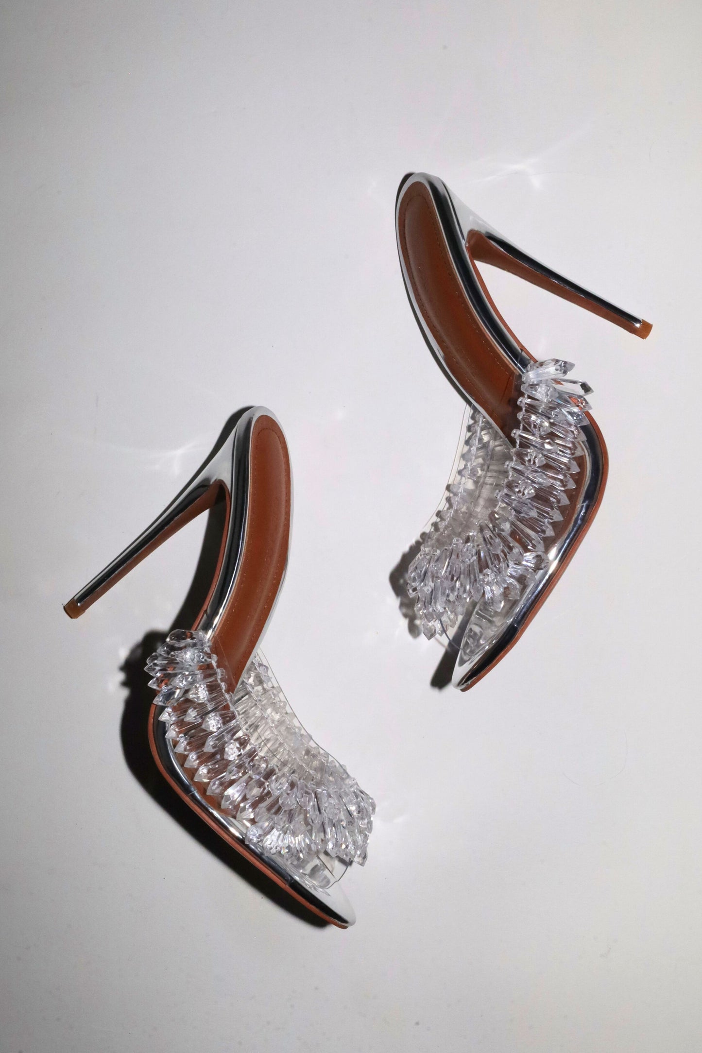 Goldie Clear Drip Chandelier Open Toe Mules 120 mm