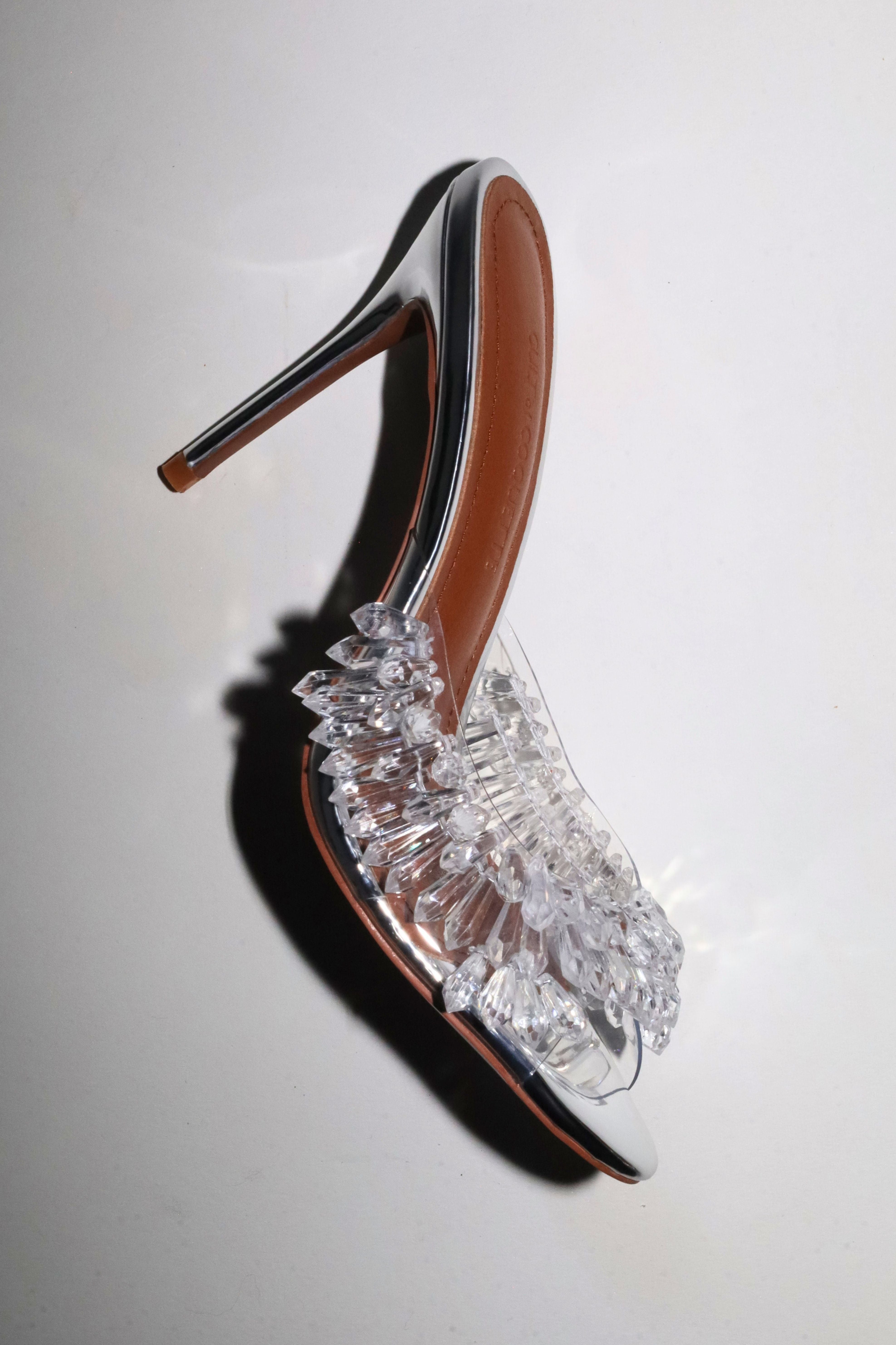 Goldie Clear Drip Chandelier Open Toe Mules 100 mm – Cult of Coquette