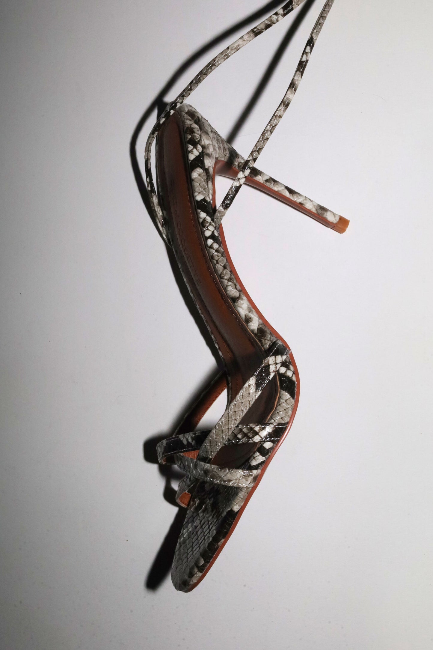 Giorgia Grey Snake Vegan Leather Anklestrap Heel 100 mm