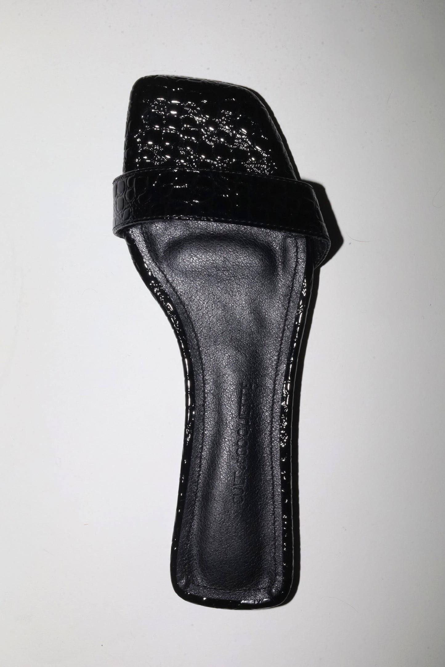 Elle Black Croc Flat Slide