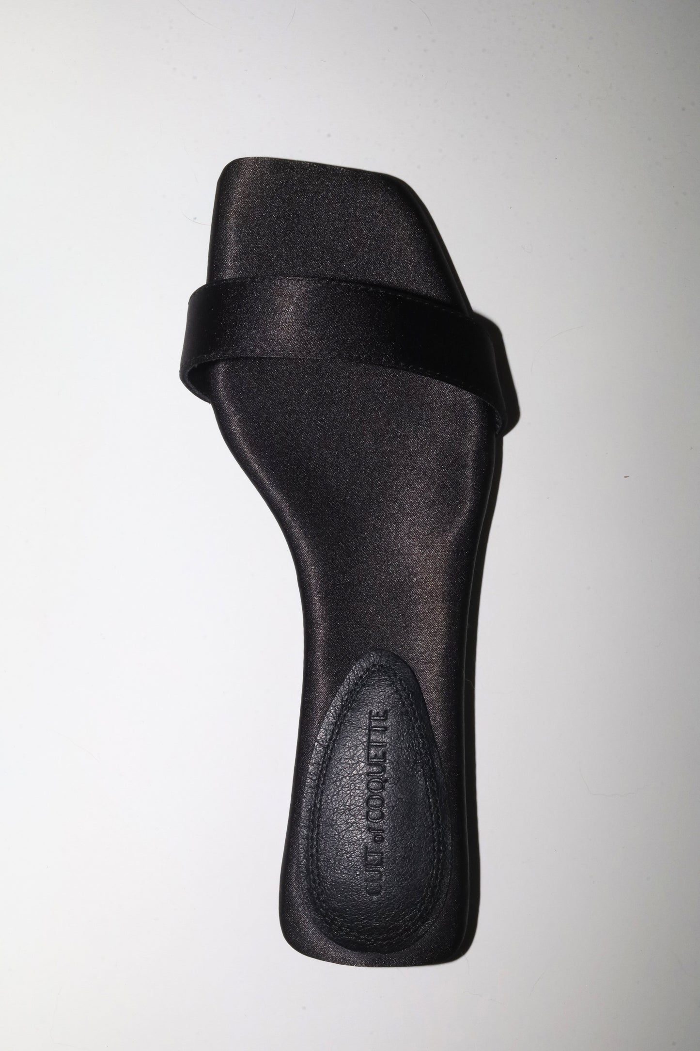 Elle Black Satin Flat Slide
