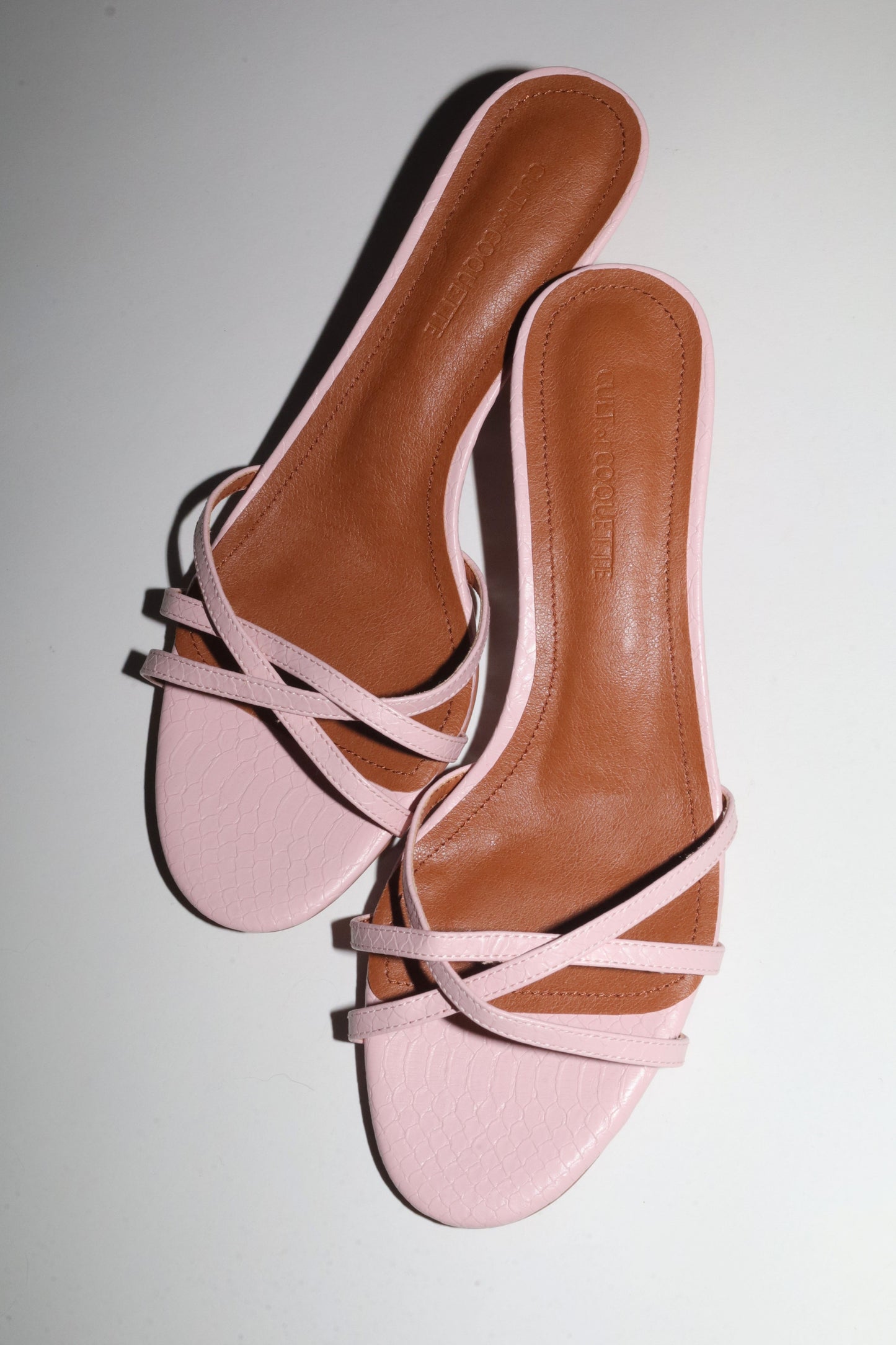 Romy Pink Reptile Strappy Kitten Mules 40 mm