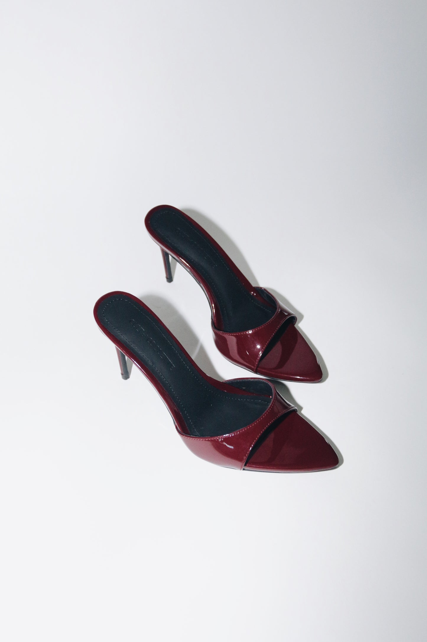 Gia Wine Patent Leather Vegan Mules 80 mm (Elongated Toe)