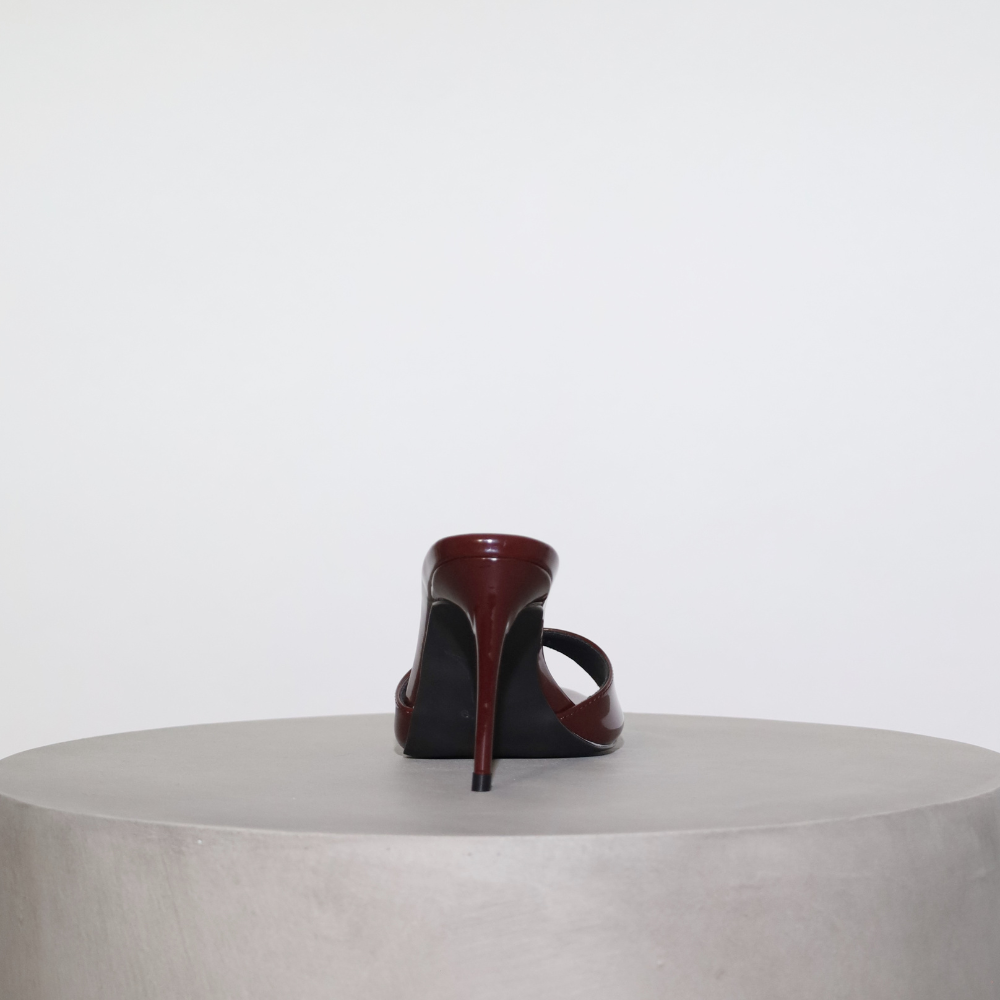 Gia Wine Patent Leather Vegan Mules 80 mm (Elongated Toe)