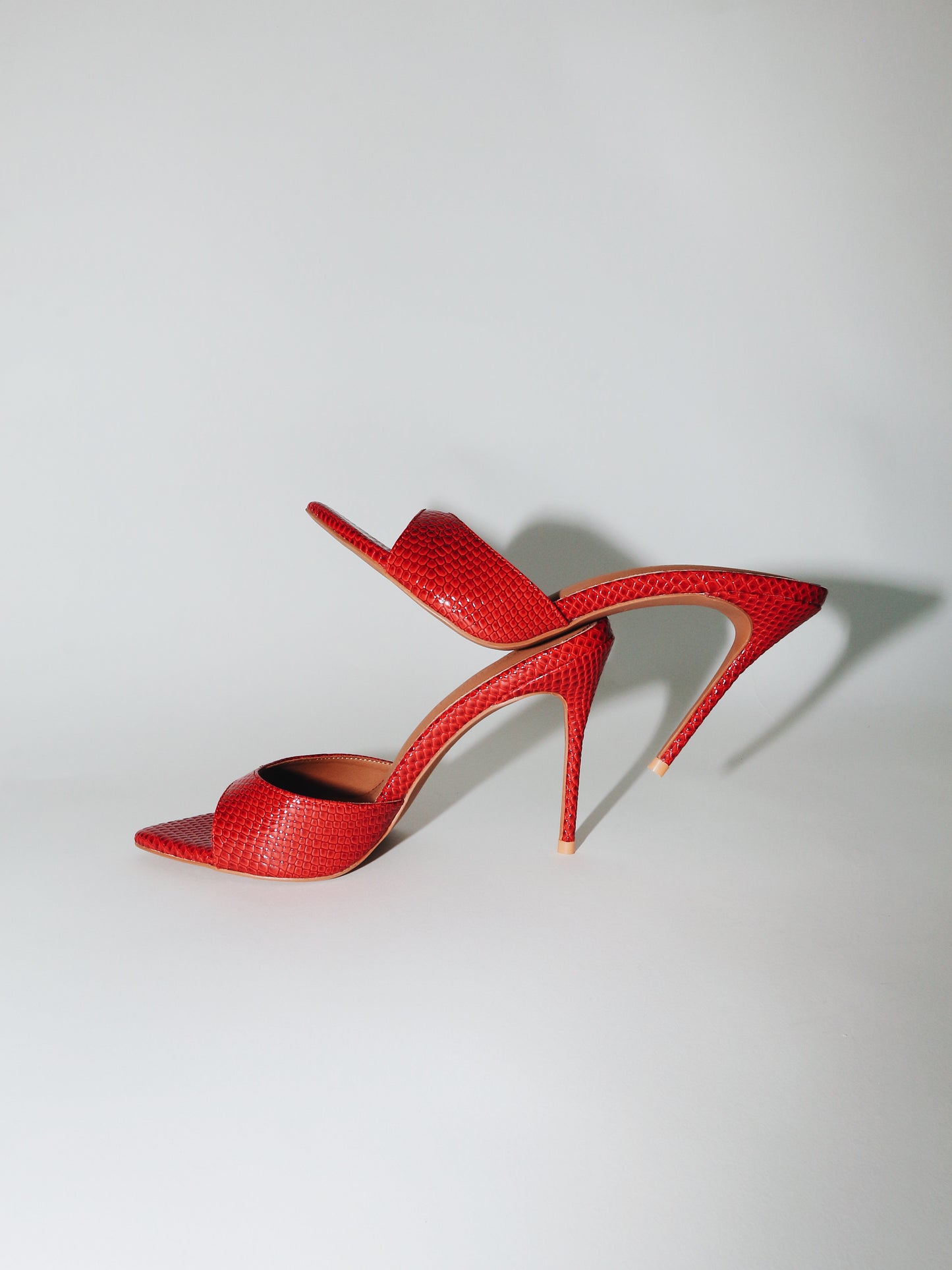 Gia Red Reptile Vegan Mules 100 mm