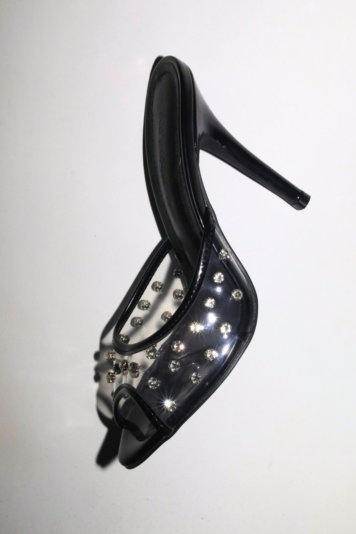 Bella Black Patent Open Toe Mules