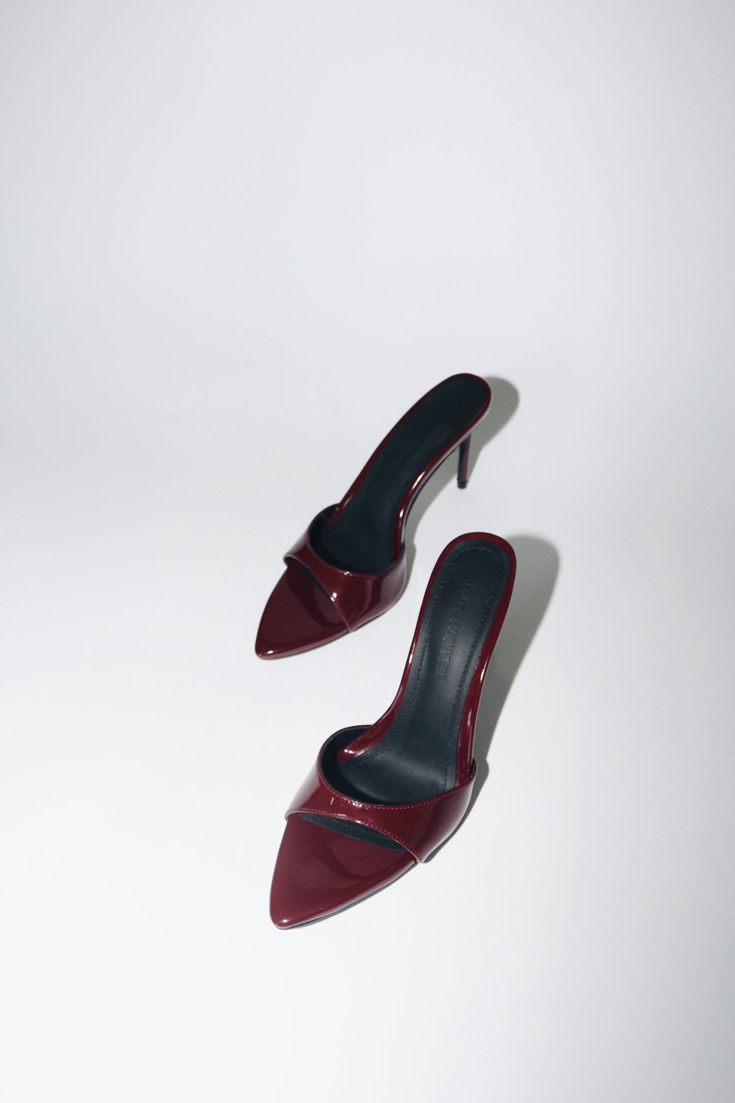 Gia Wine Patent Leather Vegan Mules 80 mm (Elongated Toe)