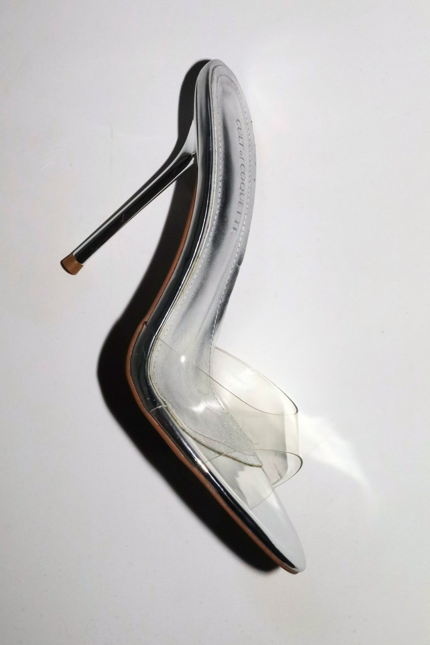 Pia Clear Silver Mules 120 mm