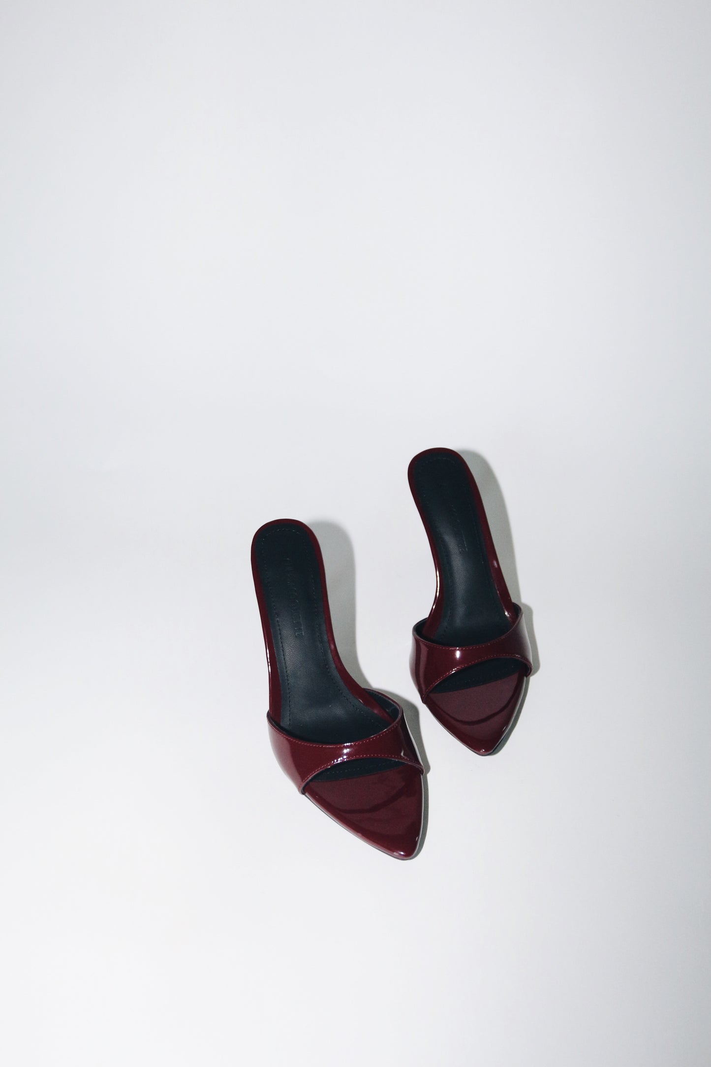 Gia Wine Patent Leather Vegan Mules 80 mm (Elongated Toe)