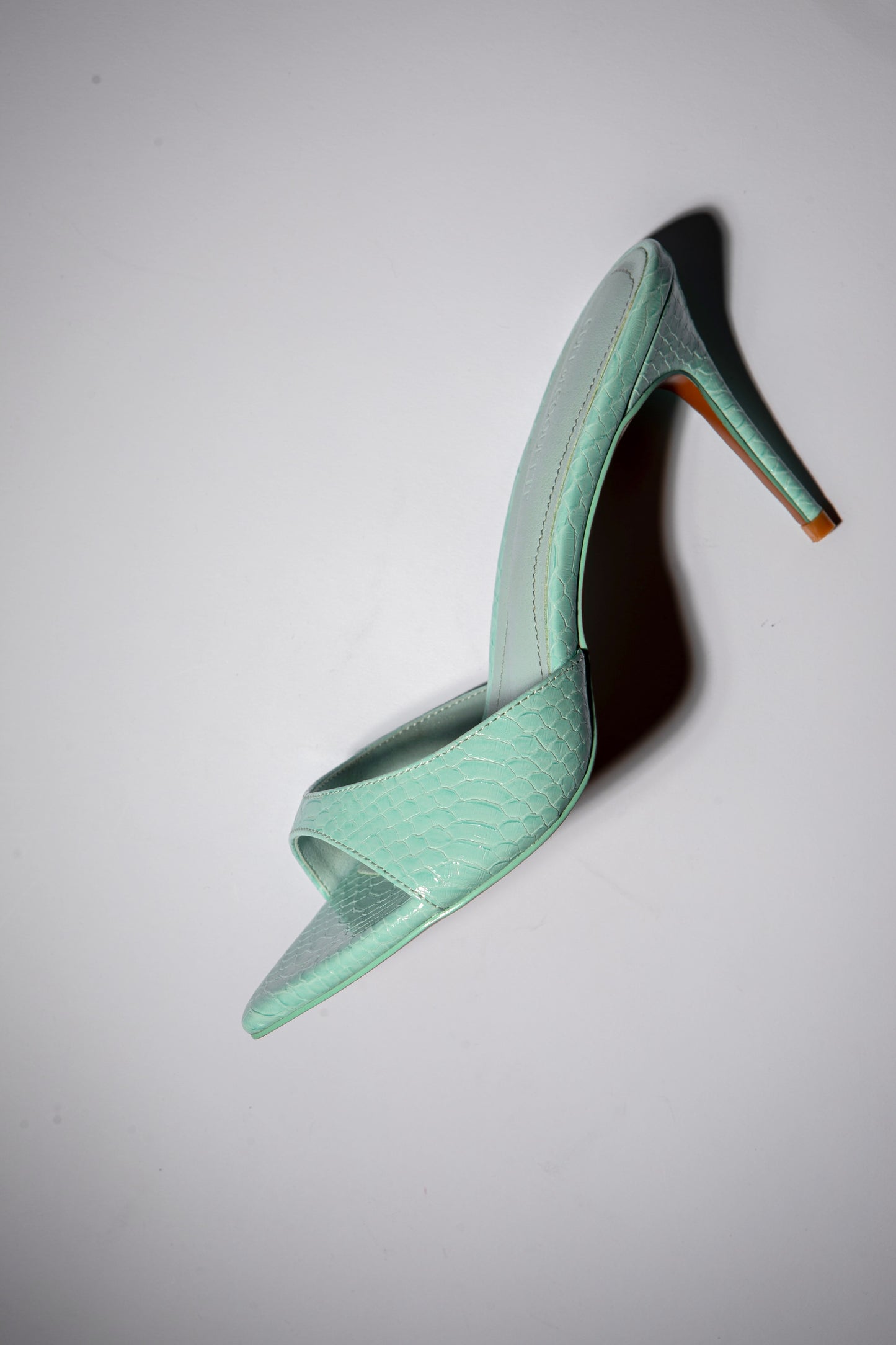 Gia Seafoam Reptile Vegan Mules 80 mm