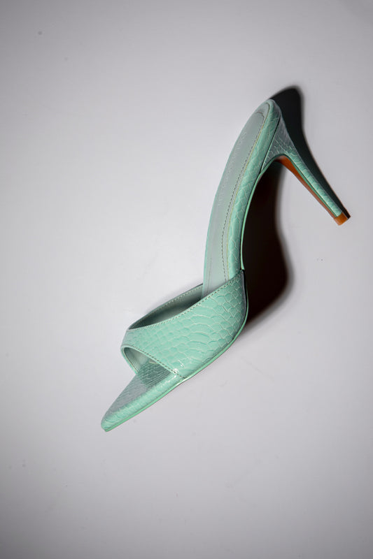 Gia Seafoam Reptile Vegan Mules 80 mm