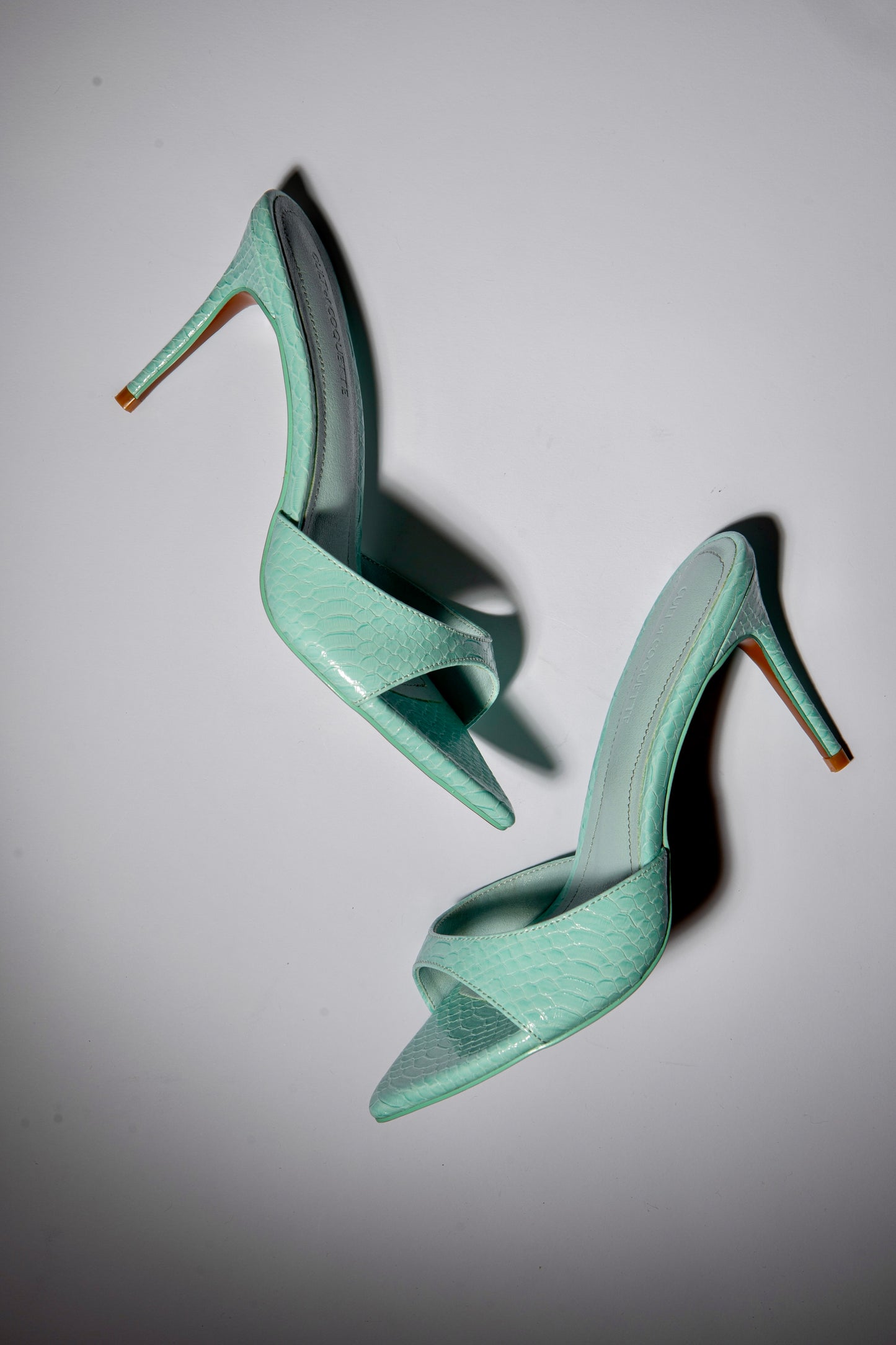 Gia Seafoam Reptile Vegan Mules 80 mm