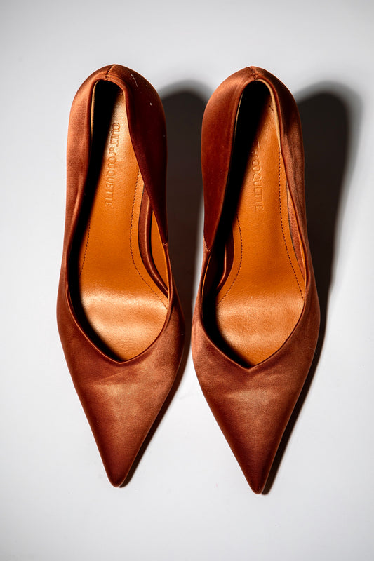 Chloe Brown Satin Pumps 105 mm