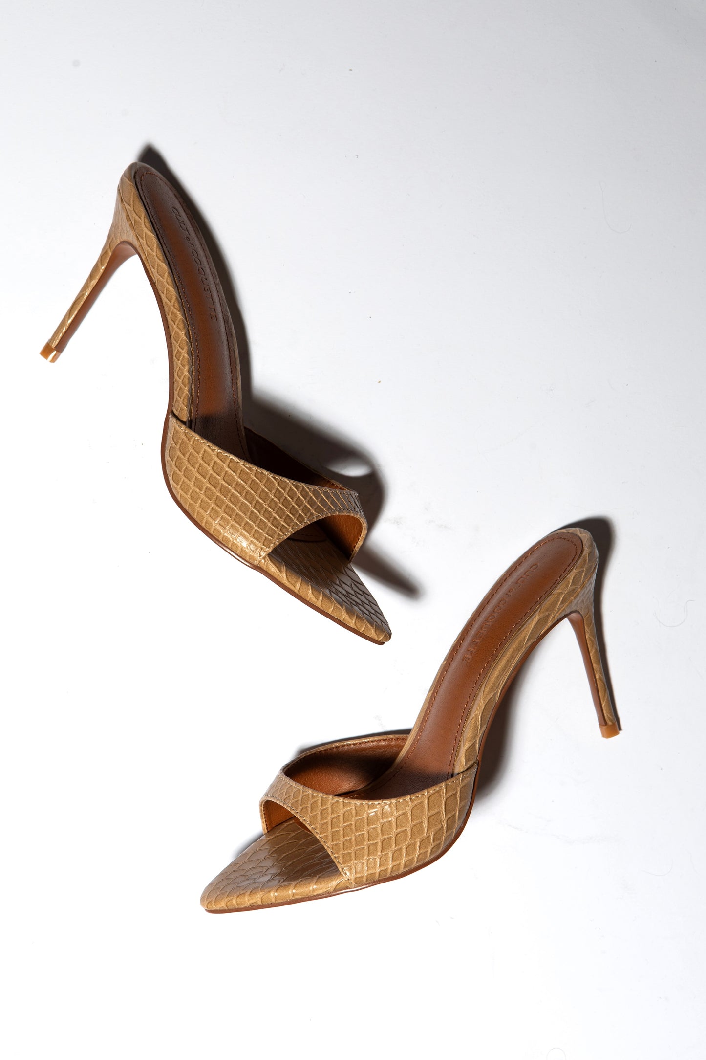 Gia Nude Reptile Vegan Mules 80 mm
