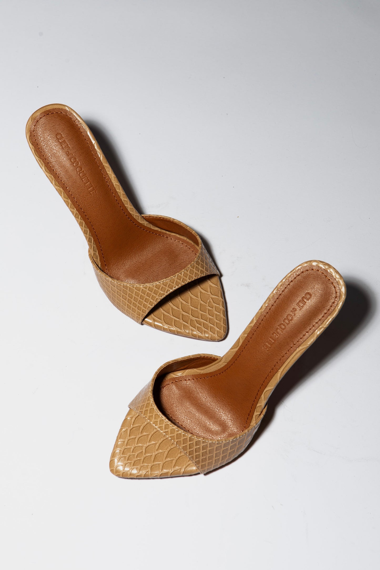 Gia Nude Reptile Vegan Mules 80 mm