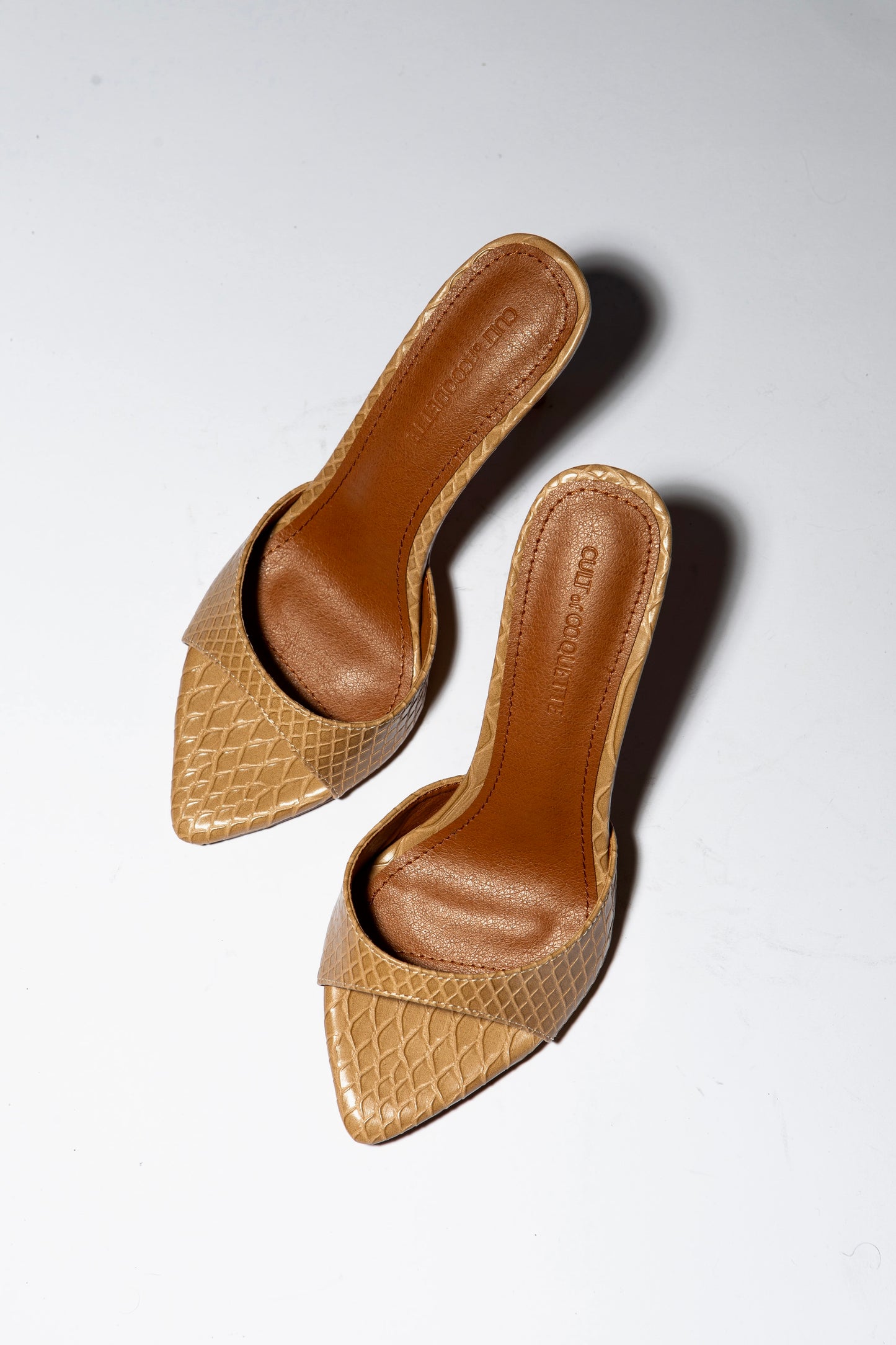 Gia Nude Reptile Vegan Mules 80 mm