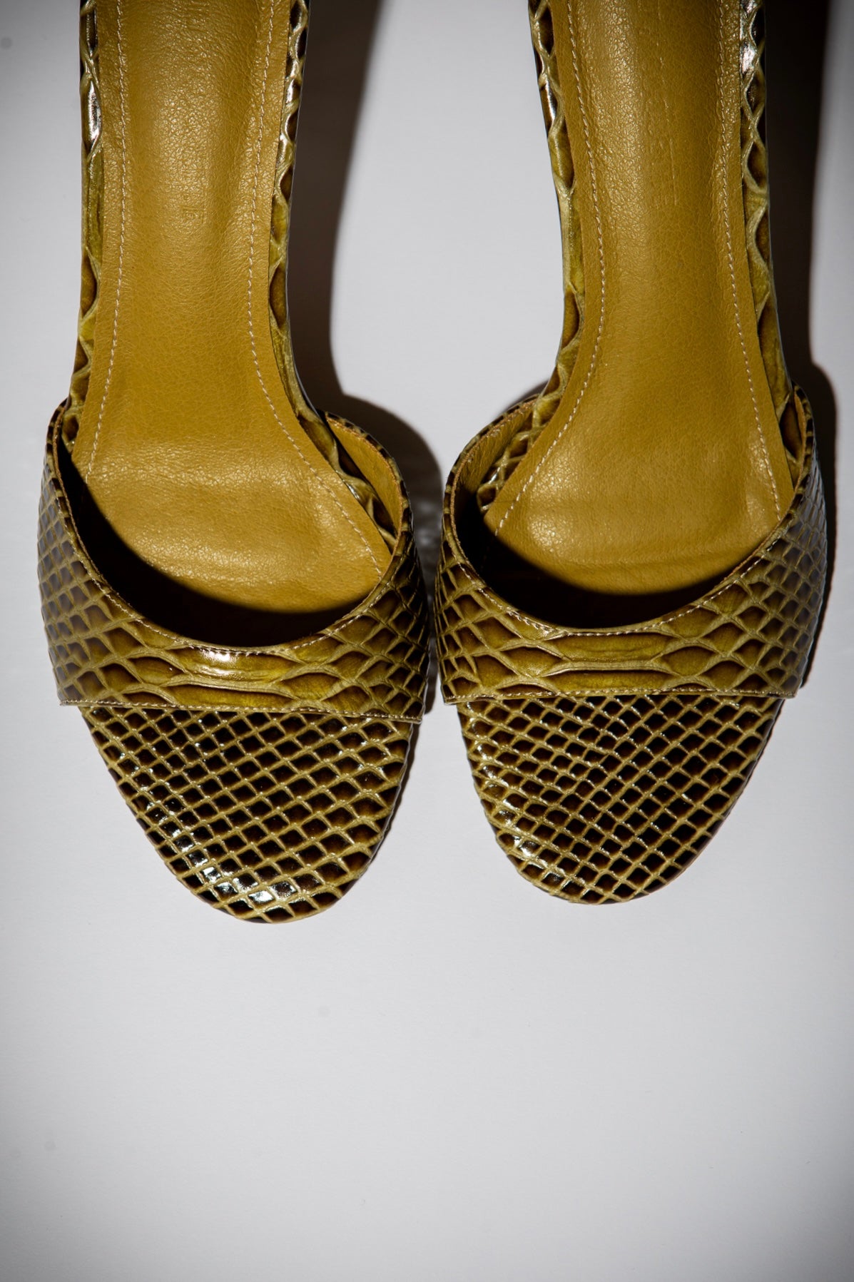 Nour Olive Snake Mules