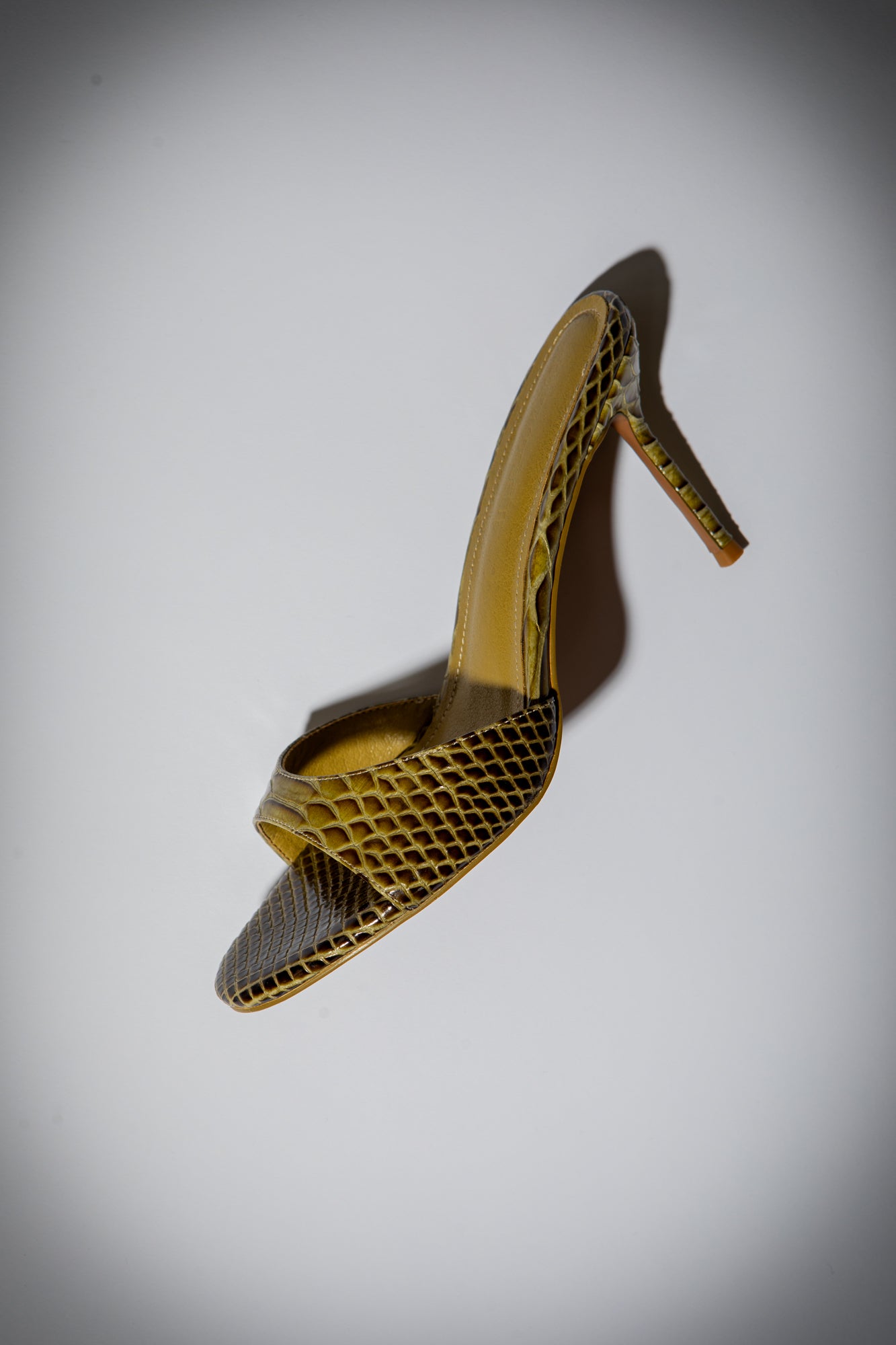Nour Olive Snake Mules