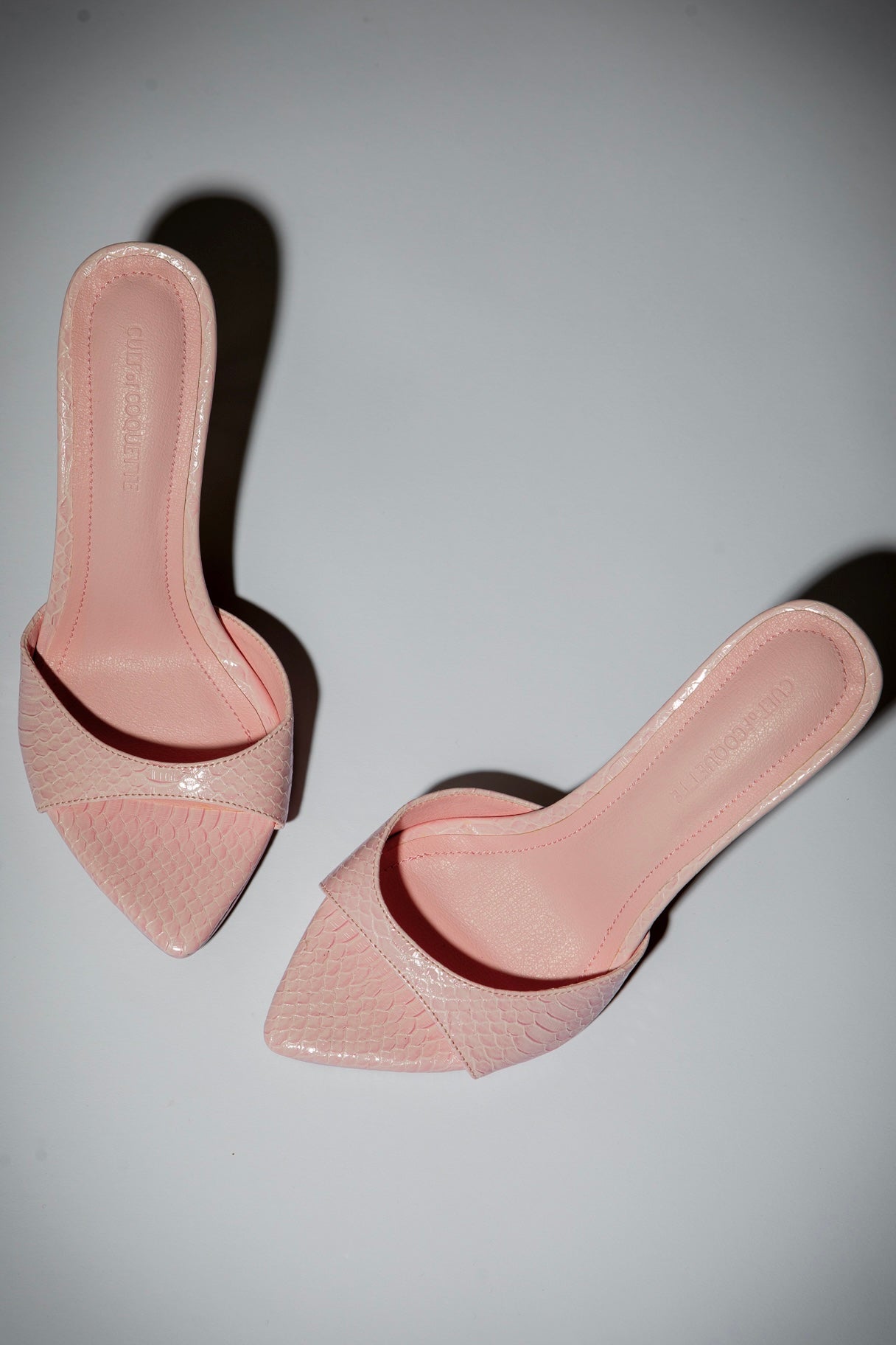 Gia Powder Pink Reptile Vegan Mules 80 mm