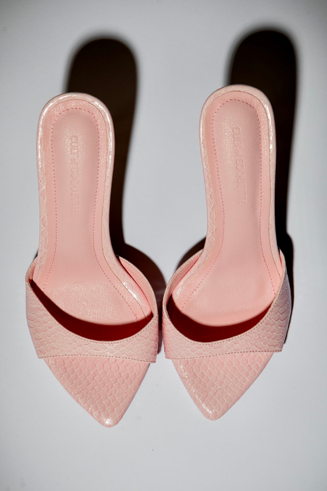 Gia Powder Pink Reptile Vegan Mules 80 mm