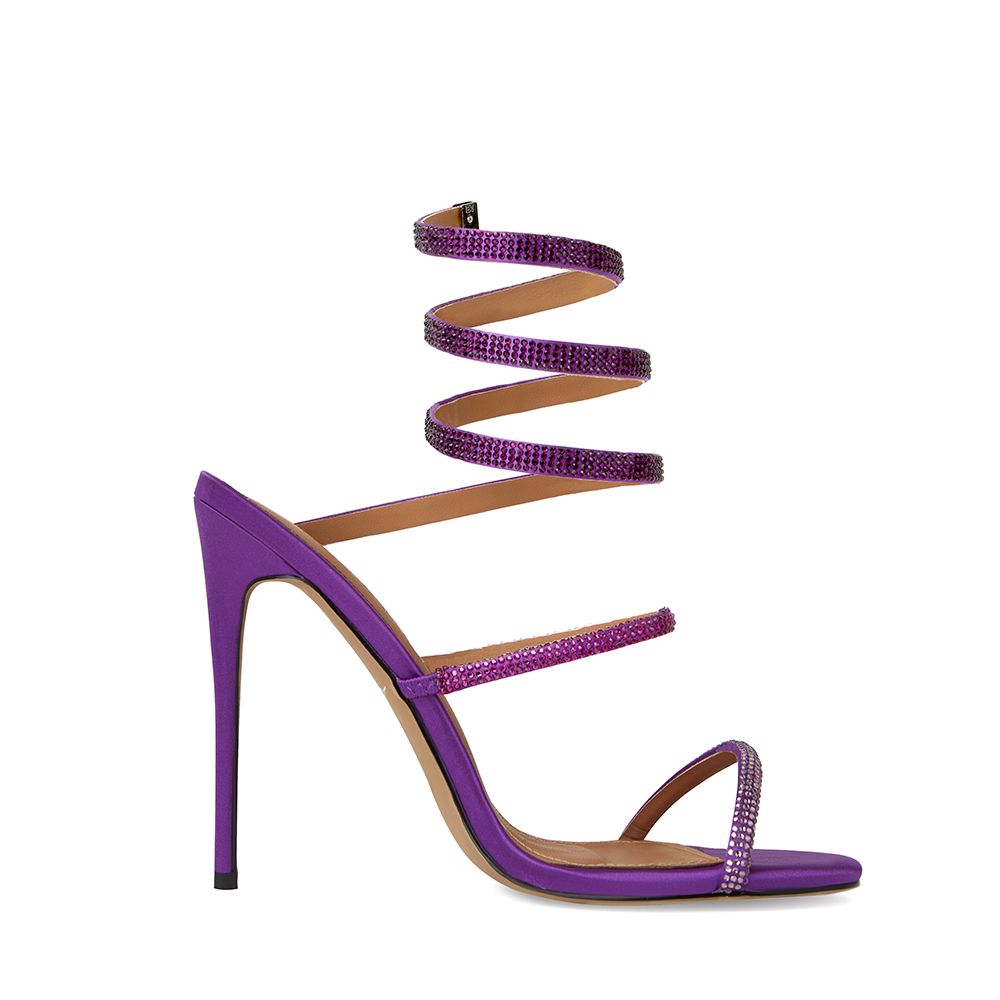 Aphrodite Purple Wrap Open Toe Heels