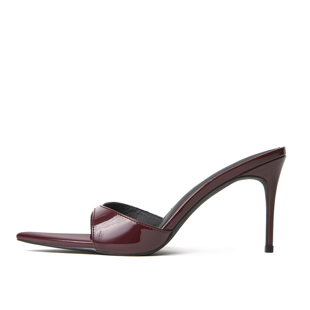 Gia Wine Patent Leather Vegan Mules 80 mm (Elongated Toe)