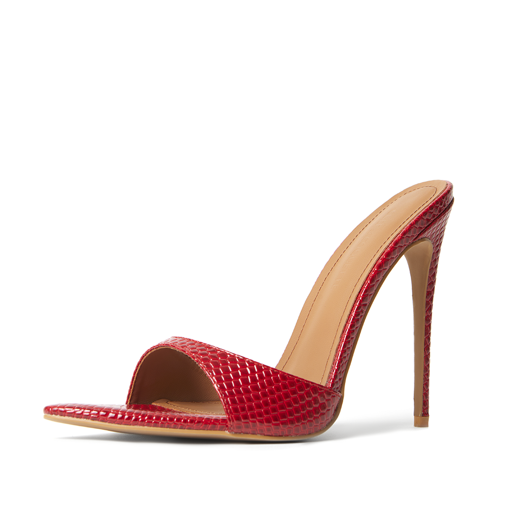 Gia Red Reptile Vegan Mules 120 mm