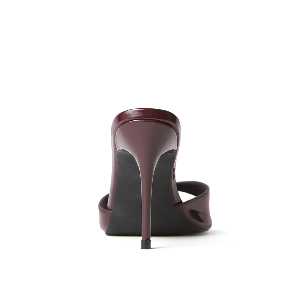 Gia Wine Patent Leather Vegan Mules 80 mm (Elongated Toe)