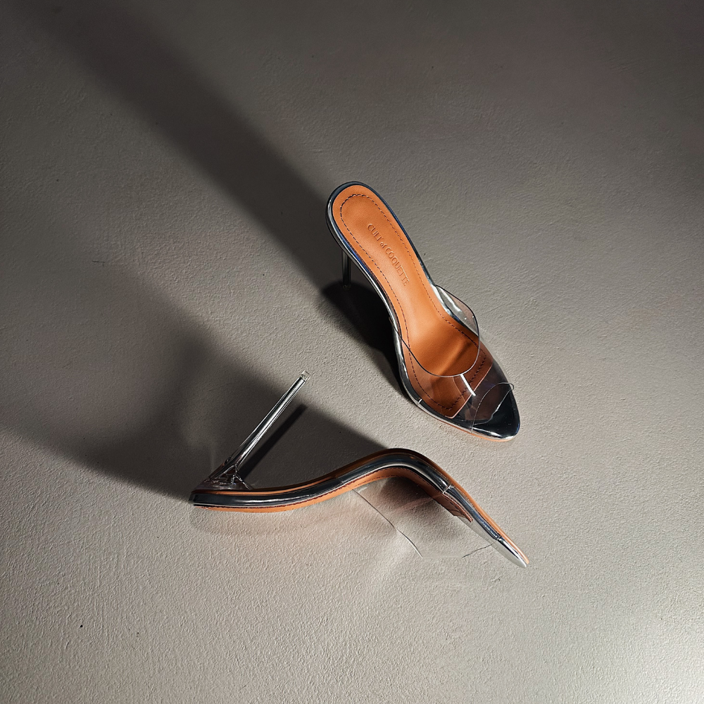 Lori Glass Slipper Mules 120 mm