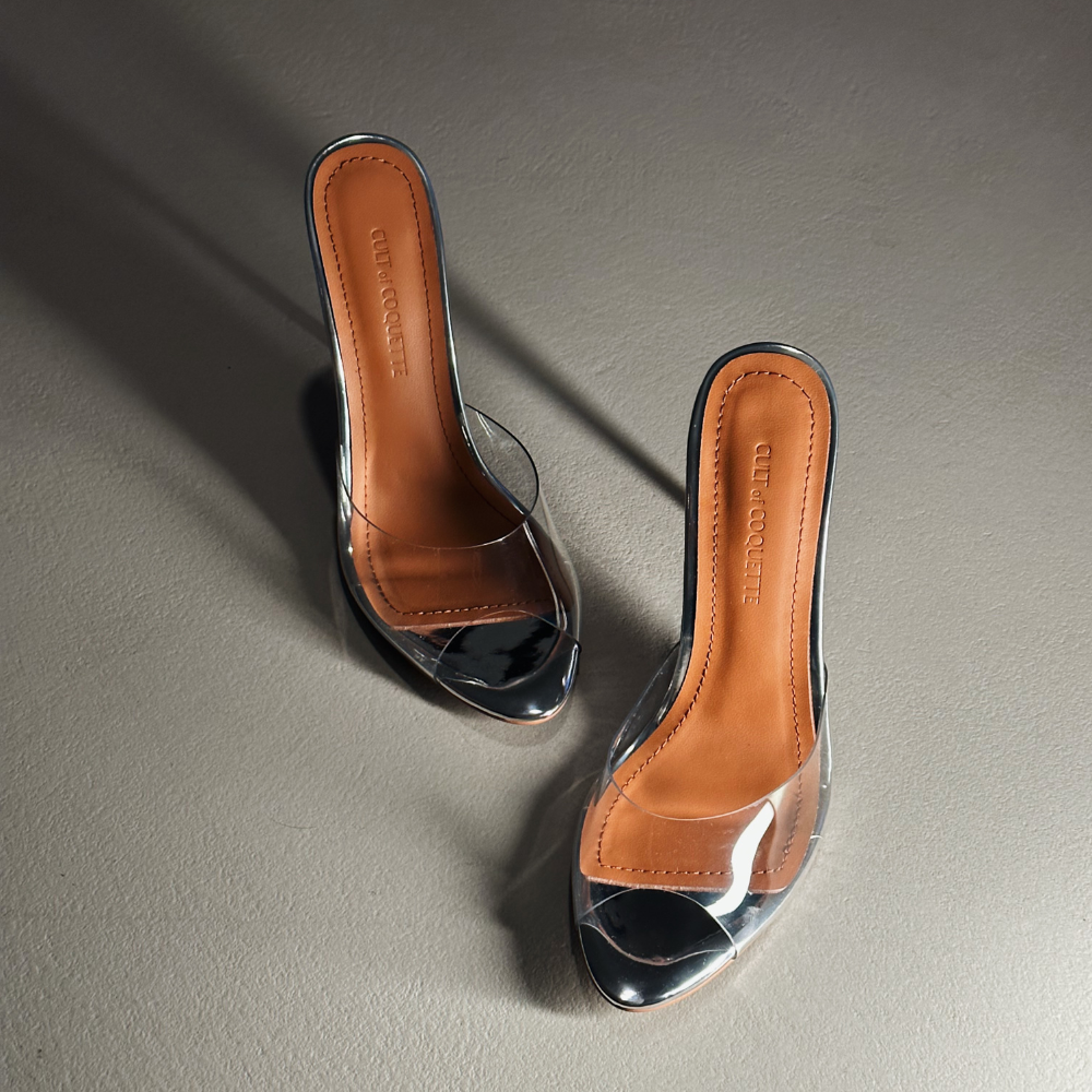 Lori Glass Slipper Mules 120 mm
