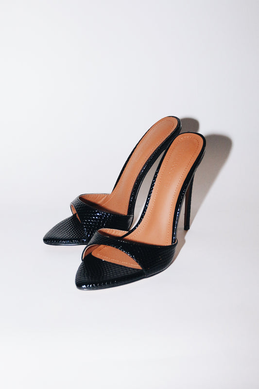 Gia Black Reptile Vegan Mules 120 mm