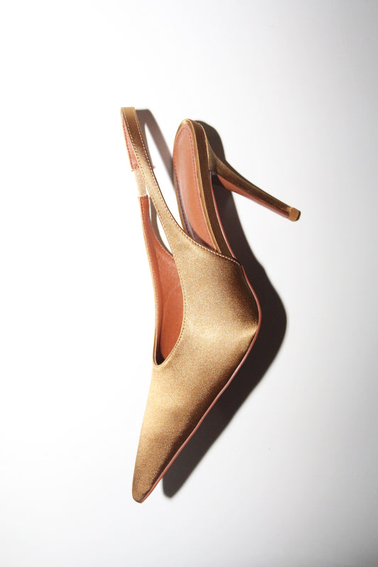 Alexandra Olive Satin Slingback 100 mm