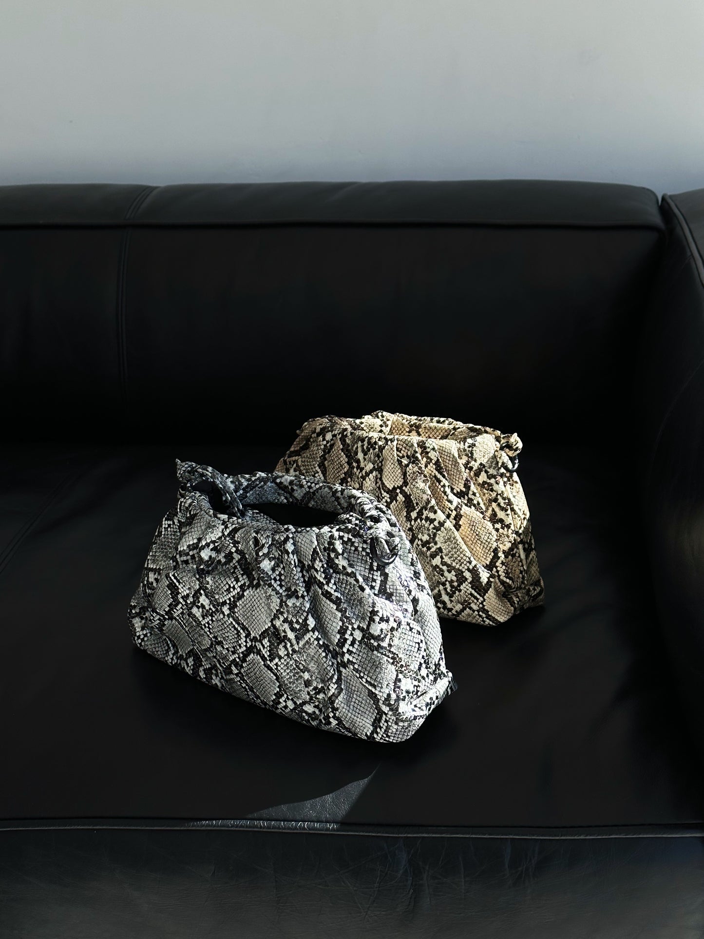 Jasmine Reptile Clutch/Shoulder Bag Black
