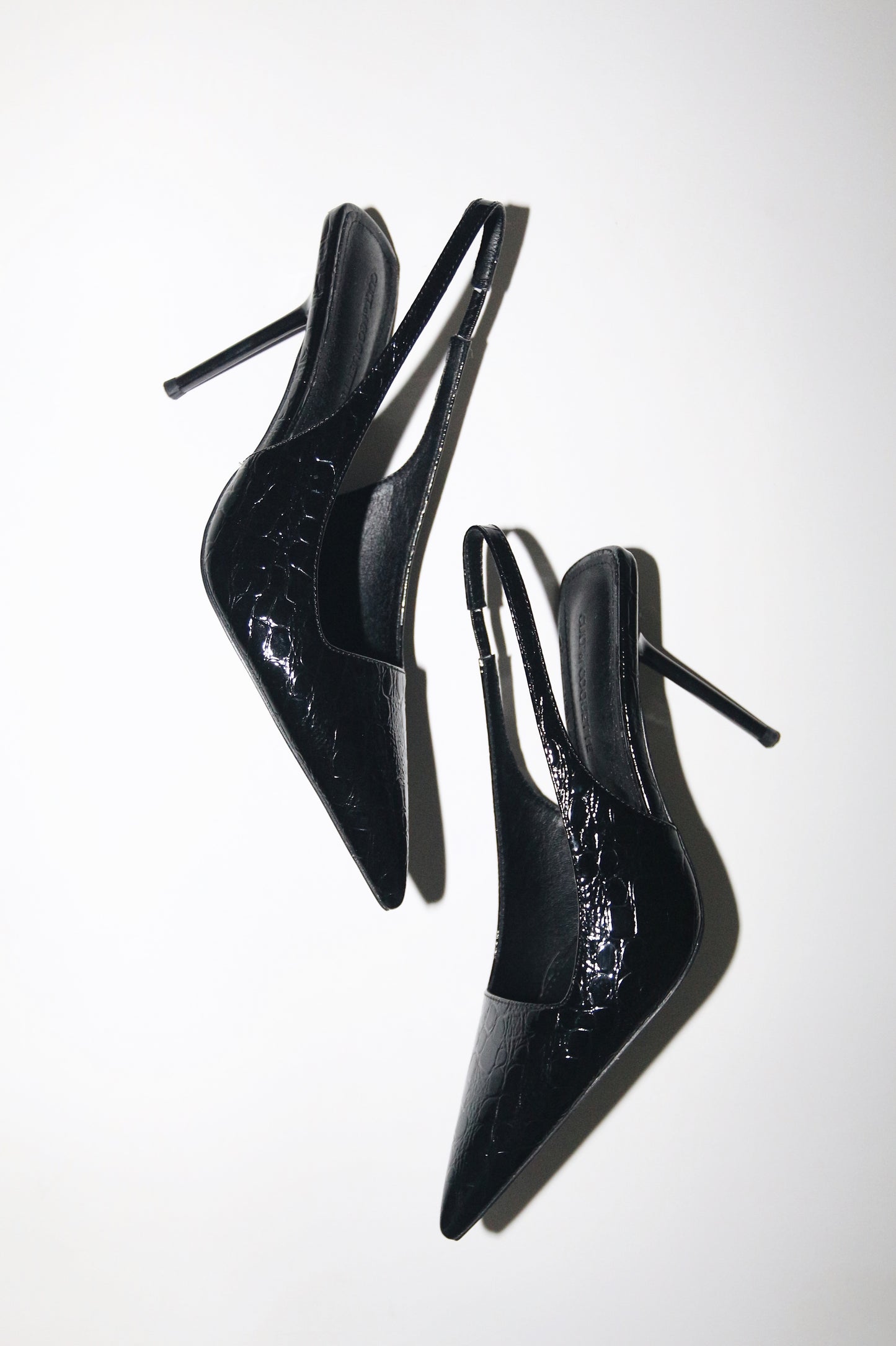 Elsa Slingback Pump Black Croc Patent 100 mm