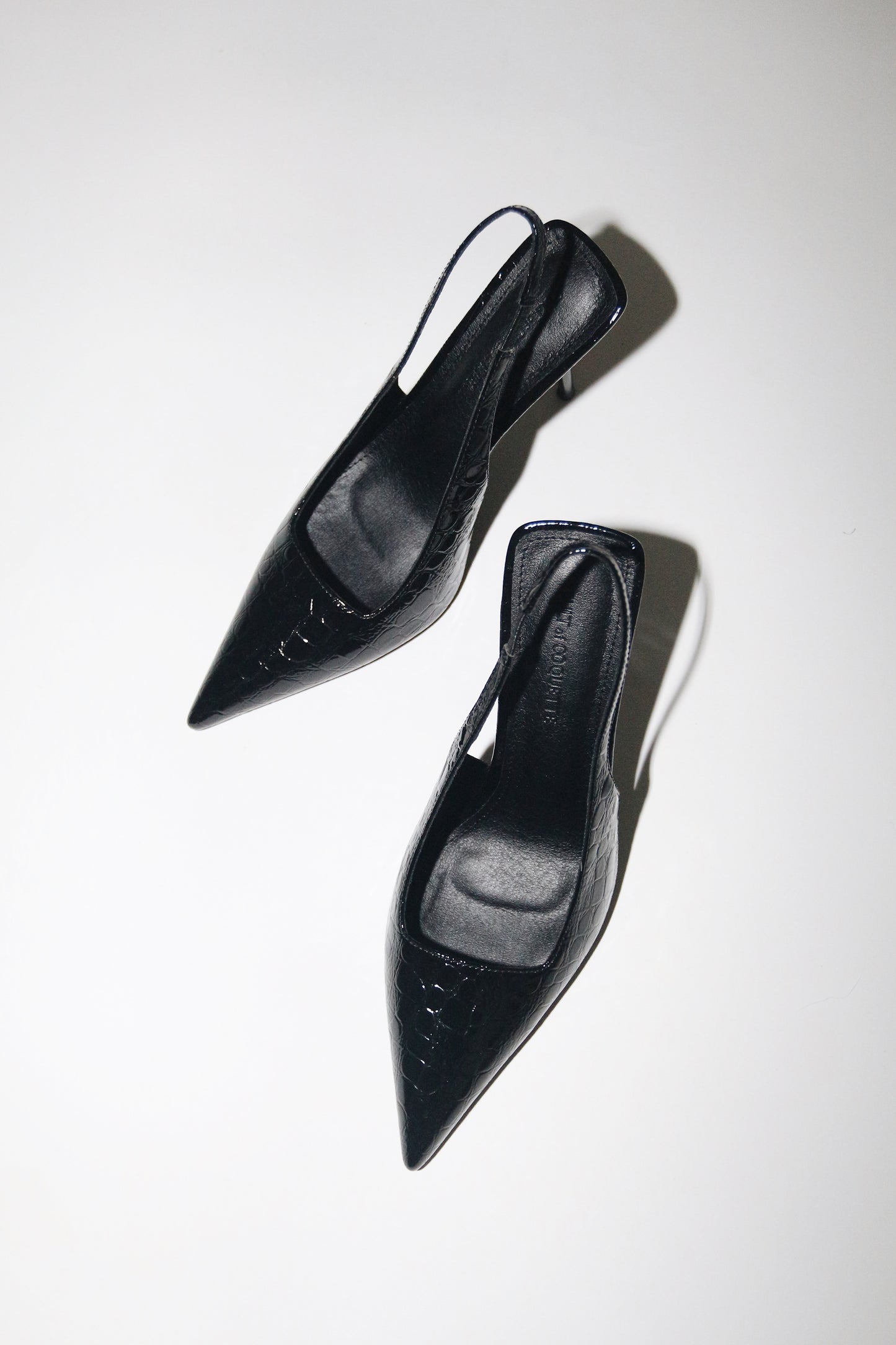 Elsa Slingback Pump Black Croc Patent 100 mm