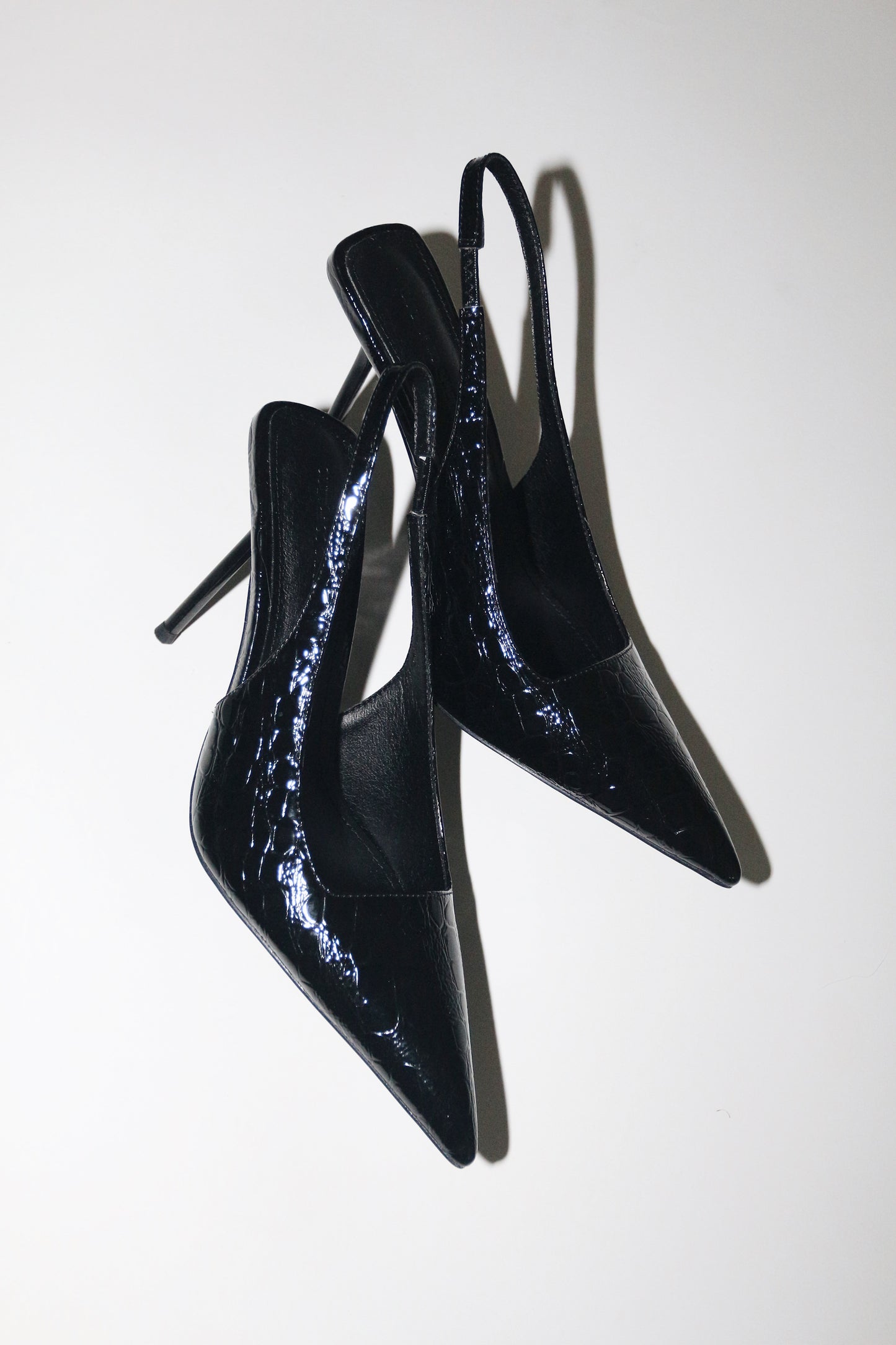 Elsa Slingback Pump Black Croc Patent 100 mm