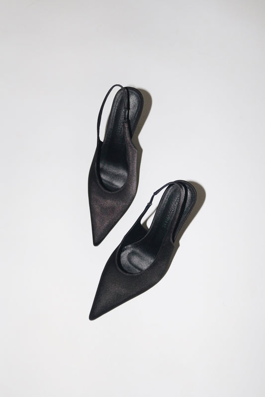 Alexandra Black Satin Slingback 100 mm