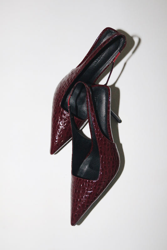 Elsa Slingback Pump Wine Croc Patent 100 mm