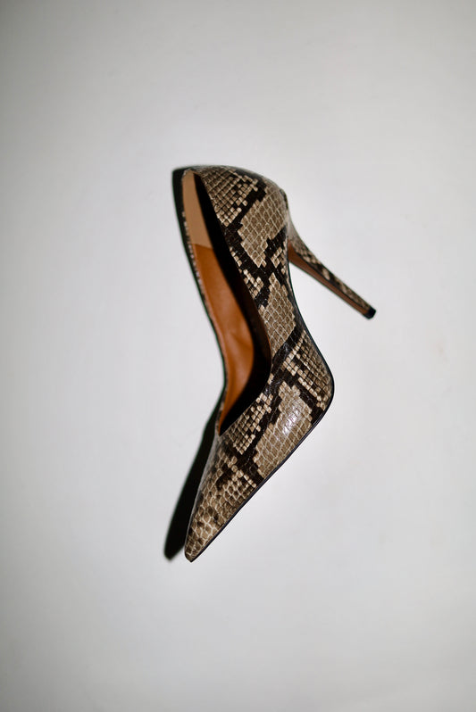 Chloe Beige Snake Pumps 105 mm