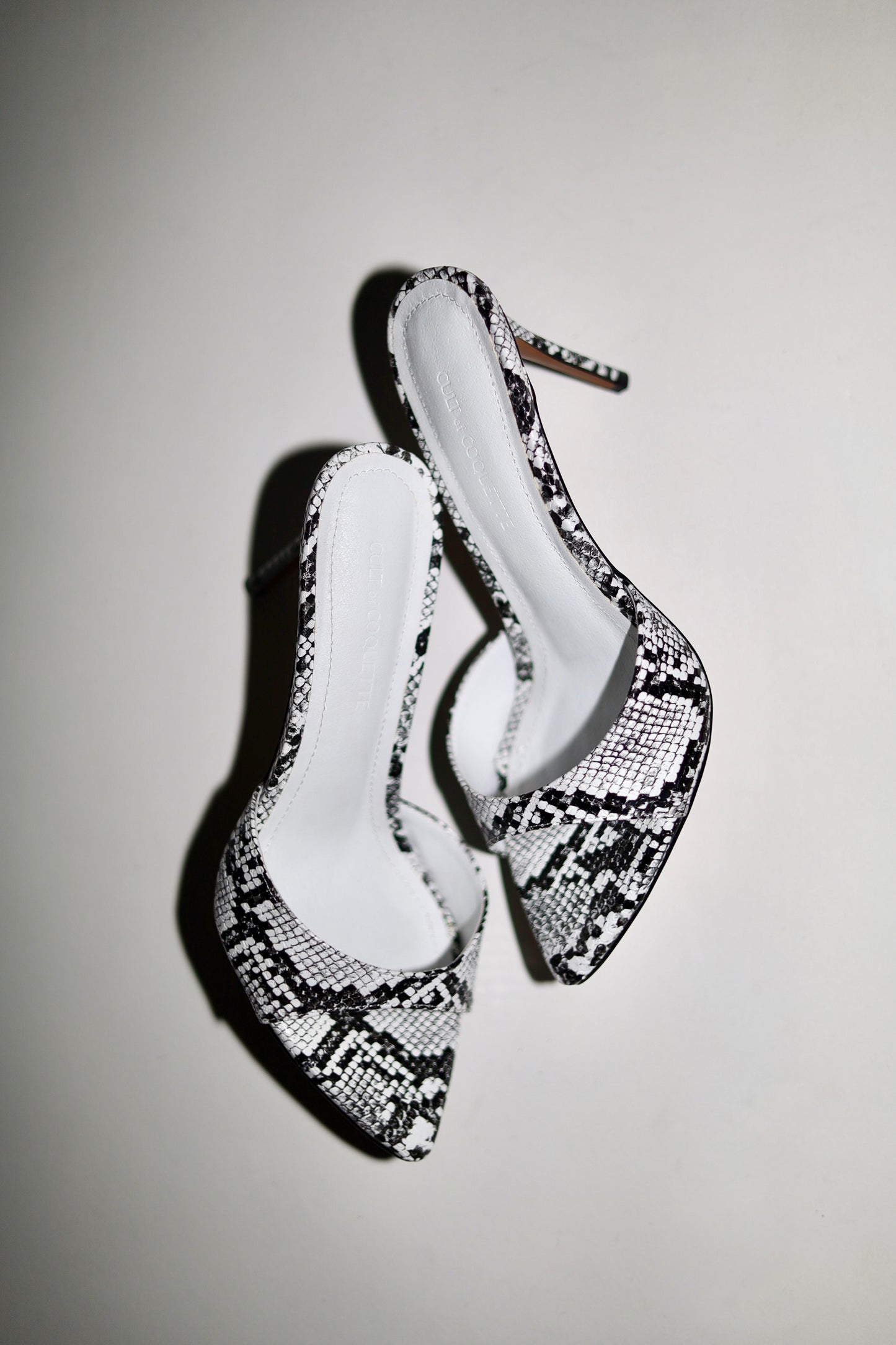 Gia Black & White Snake Mules 80 mm