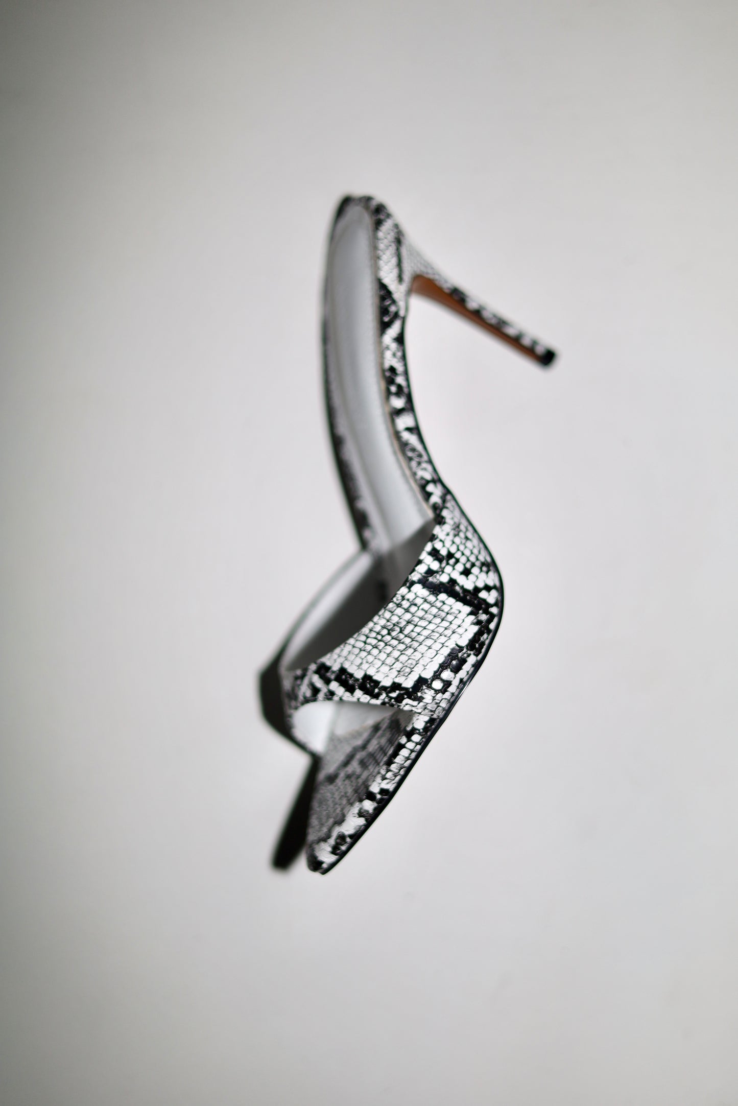 Gia Black & White Snake Mules 80 mm