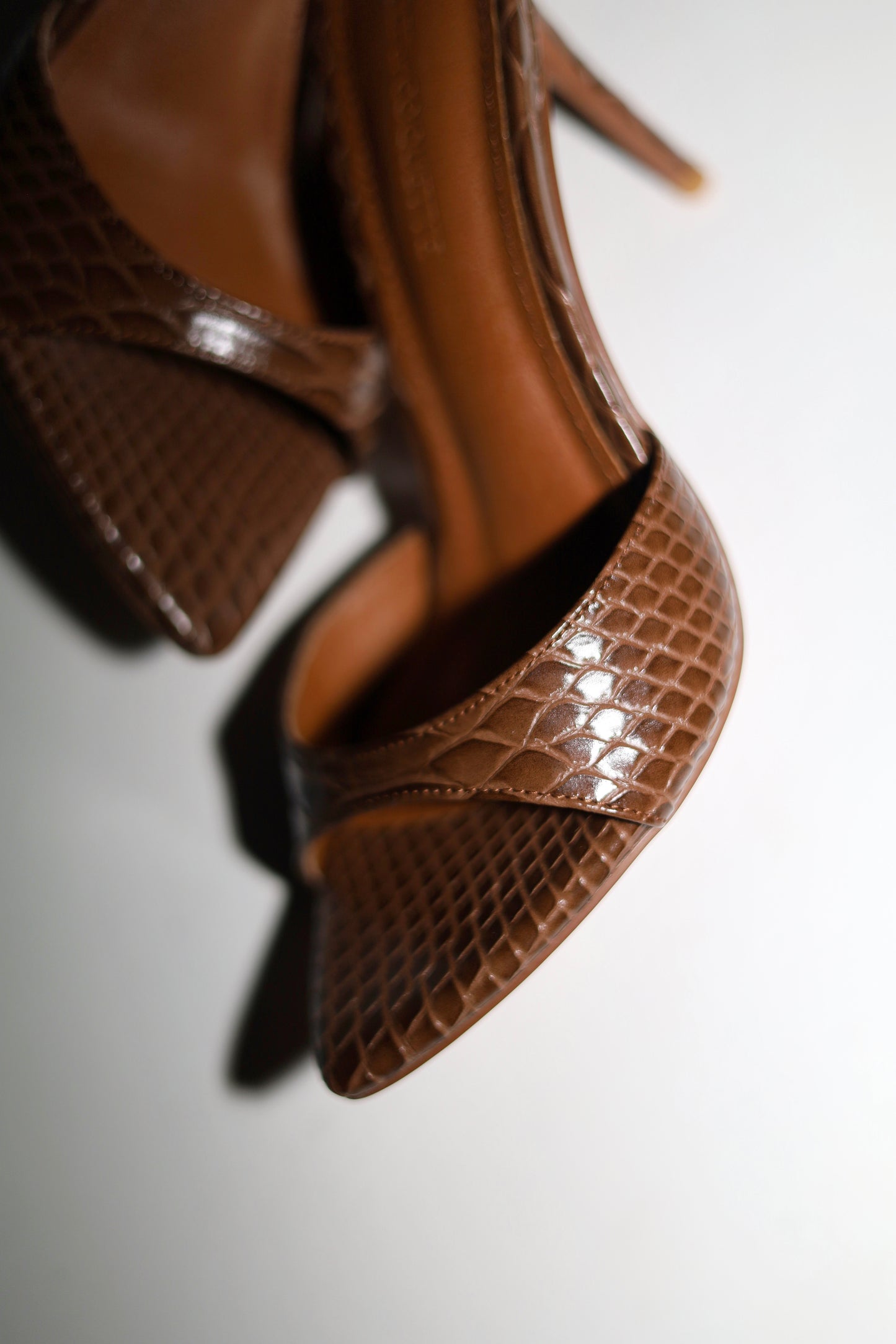 Gia Brown Reptile Mules 80 mm