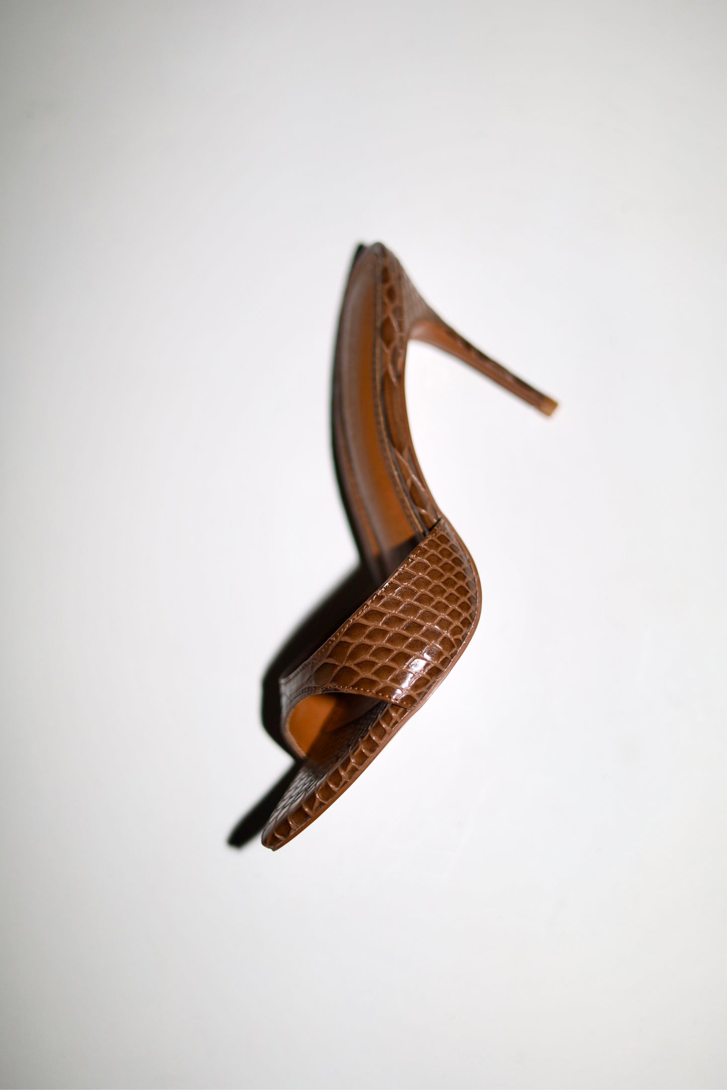 Gia Brown Reptile Mules 80 mm