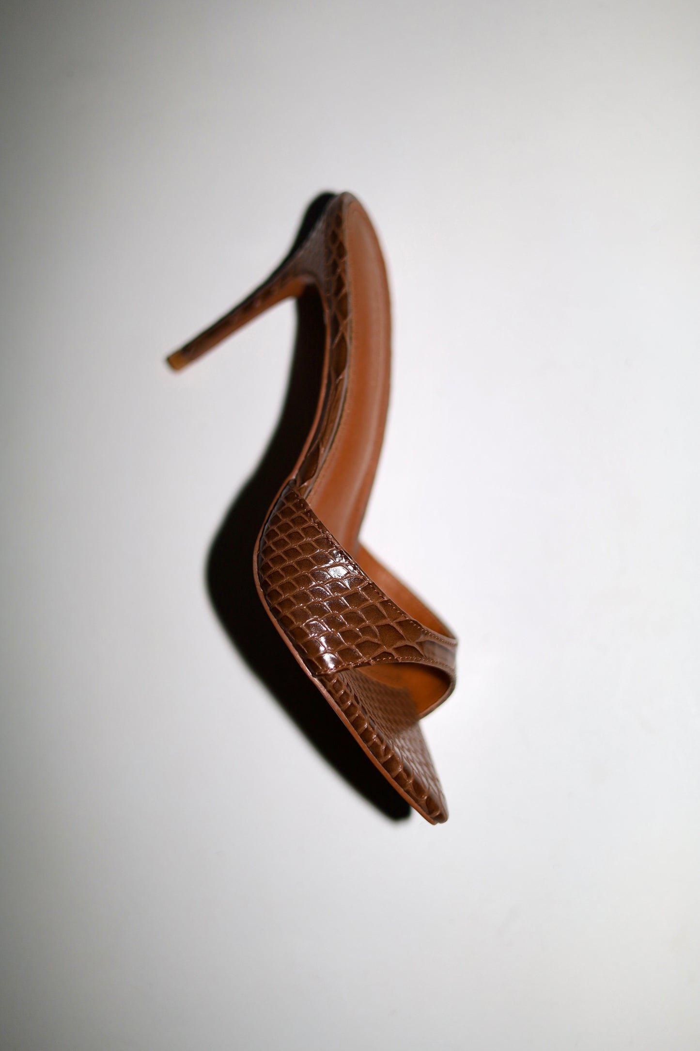 Gia Brown Reptile Mules 80 mm