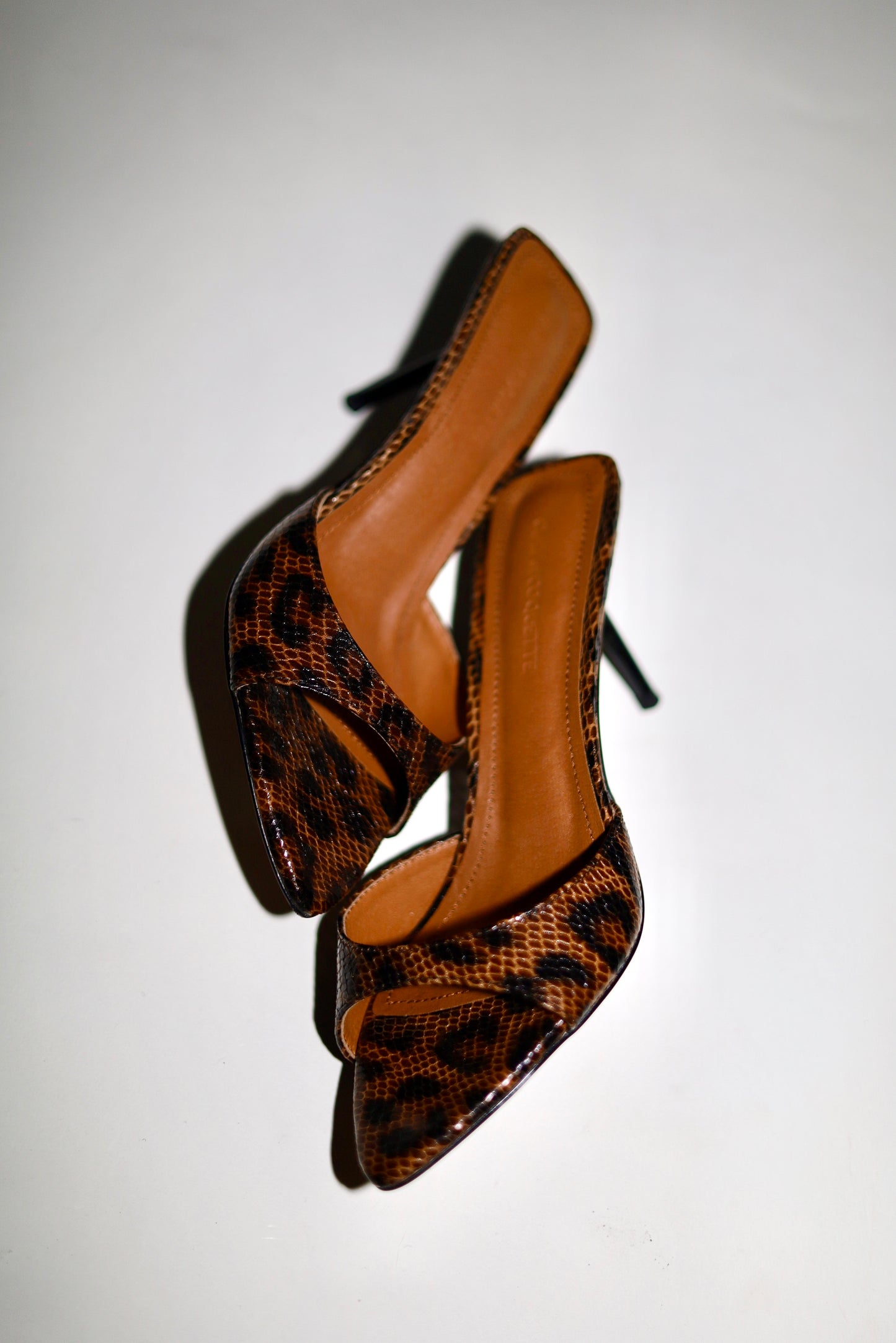 Zena Leopard Vegan Mules 80 mm