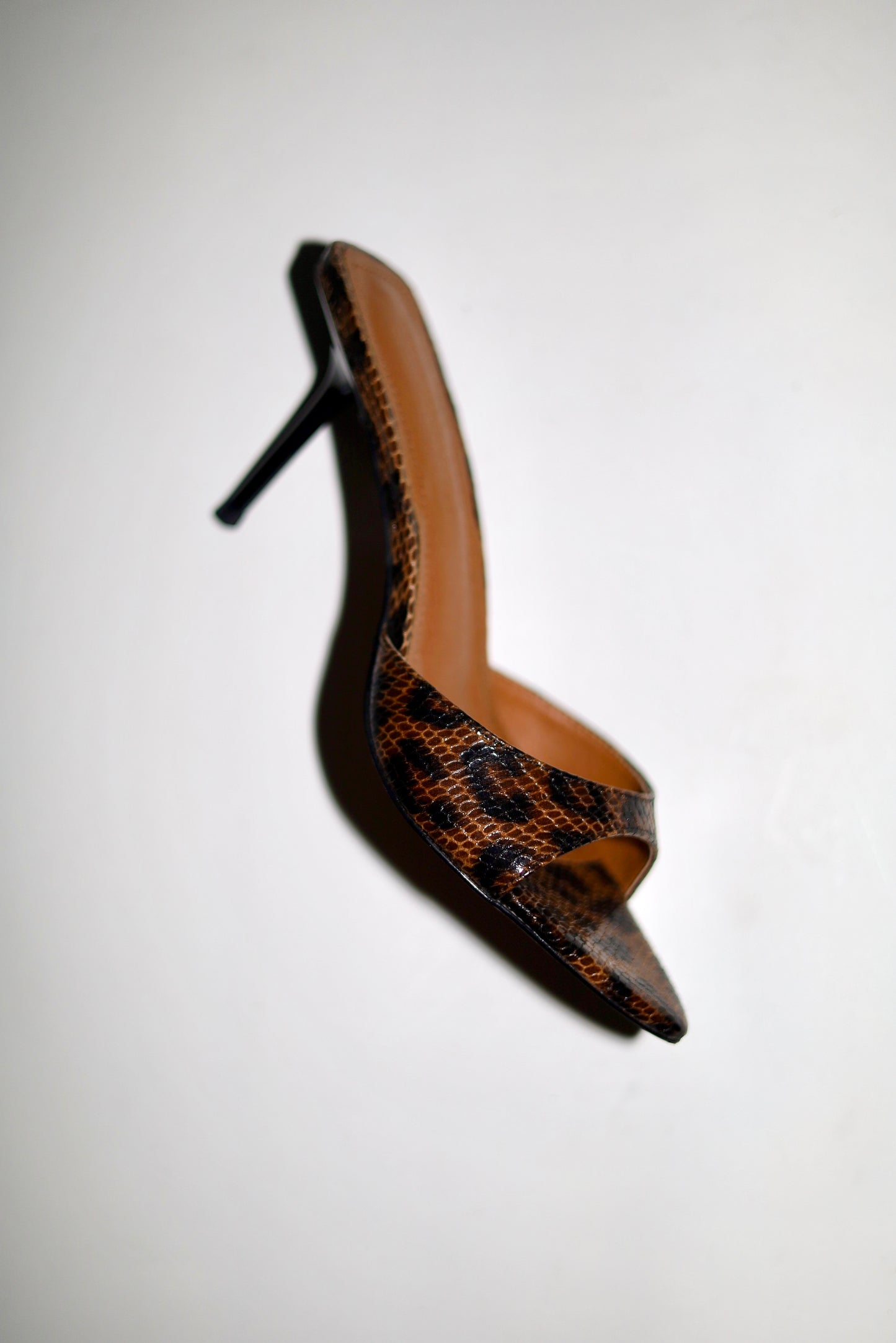Zena Leopard Vegan Mules 80 mm