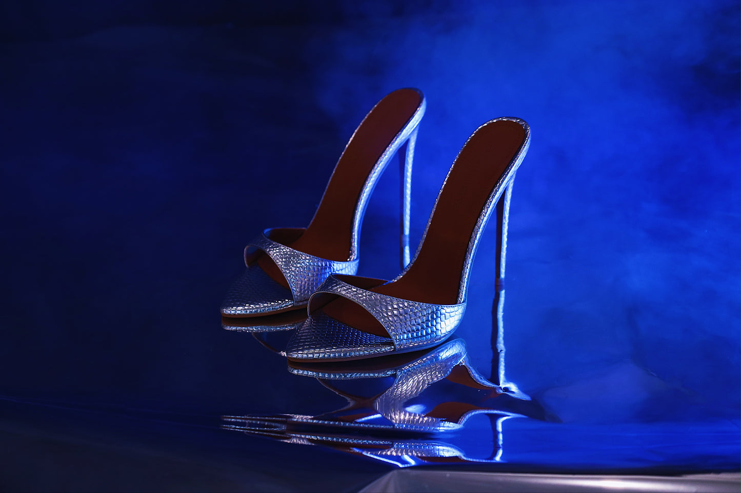 Gia Silver Reptile Vegan Mules 120 mm