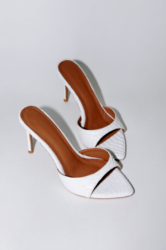 Gia White Reptile Vegan Mules 80 mm