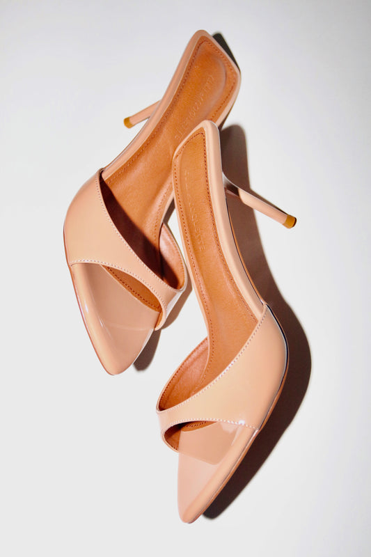 Zena Nude Patent Vegan Mules 80 mm